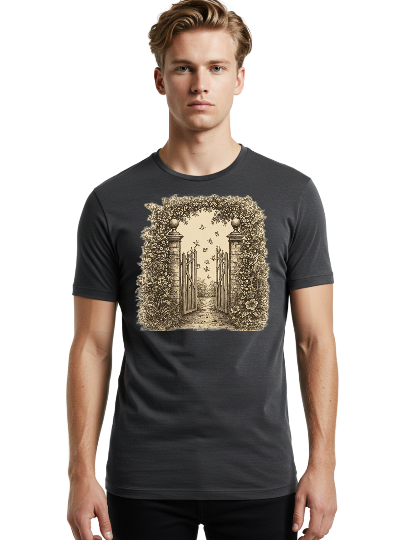 Garden-Gate Men'S Graphic Tee, 100% Cotton, Comfortable Casual Summer Wear, Machine Washable, Vintage Camera, Old Camera, Antique Camera, Black Camera, Classic Photography, Photography Equipment, Nostalgic Device, Film Camera, Camera Art Bak657