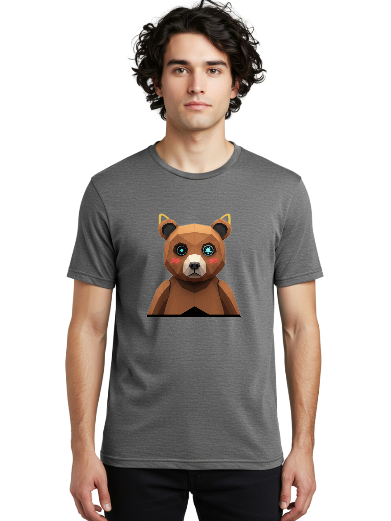 Geometric-Bear Men'S Graphic Tee, 100% Cotton, Comfortable Casual Summer Wear, Machine Washable, Vintage Camera, Old Camera, Antique Camera, Black Camera, Classic Photography, Photography Equipment, Nostalgic Device, Film Camera, Camera Art Bak658