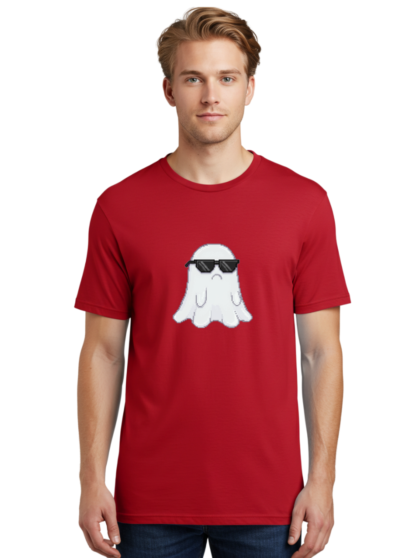 Ghost-Wearing-Sunglasses-4 Men'S Graphic Tee, 100% Cotton, Comfortable Casual Summer Wear, Machine Washable, Vintage Camera, Old Camera, Antique Camera, Black Camera, Classic Photography, Photography Equipment, Nostalgic Device, Film Camera, Bak676