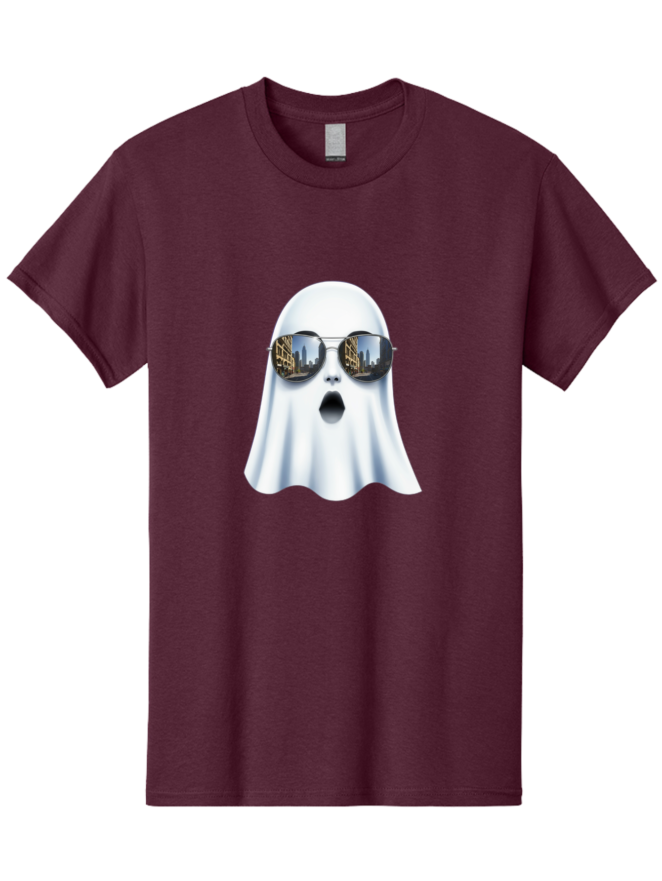 Ghost-With-Sunglasses-1 Men'S Graphic Tee, 100% Cotton, Comfortable Casual Summer Wear, Machine Washable, Vintage Camera, Old Camera, Antique Camera, Black Camera, Classic Photography, Photography Equipment, Nostalgic Device, Film Camera, Bak679