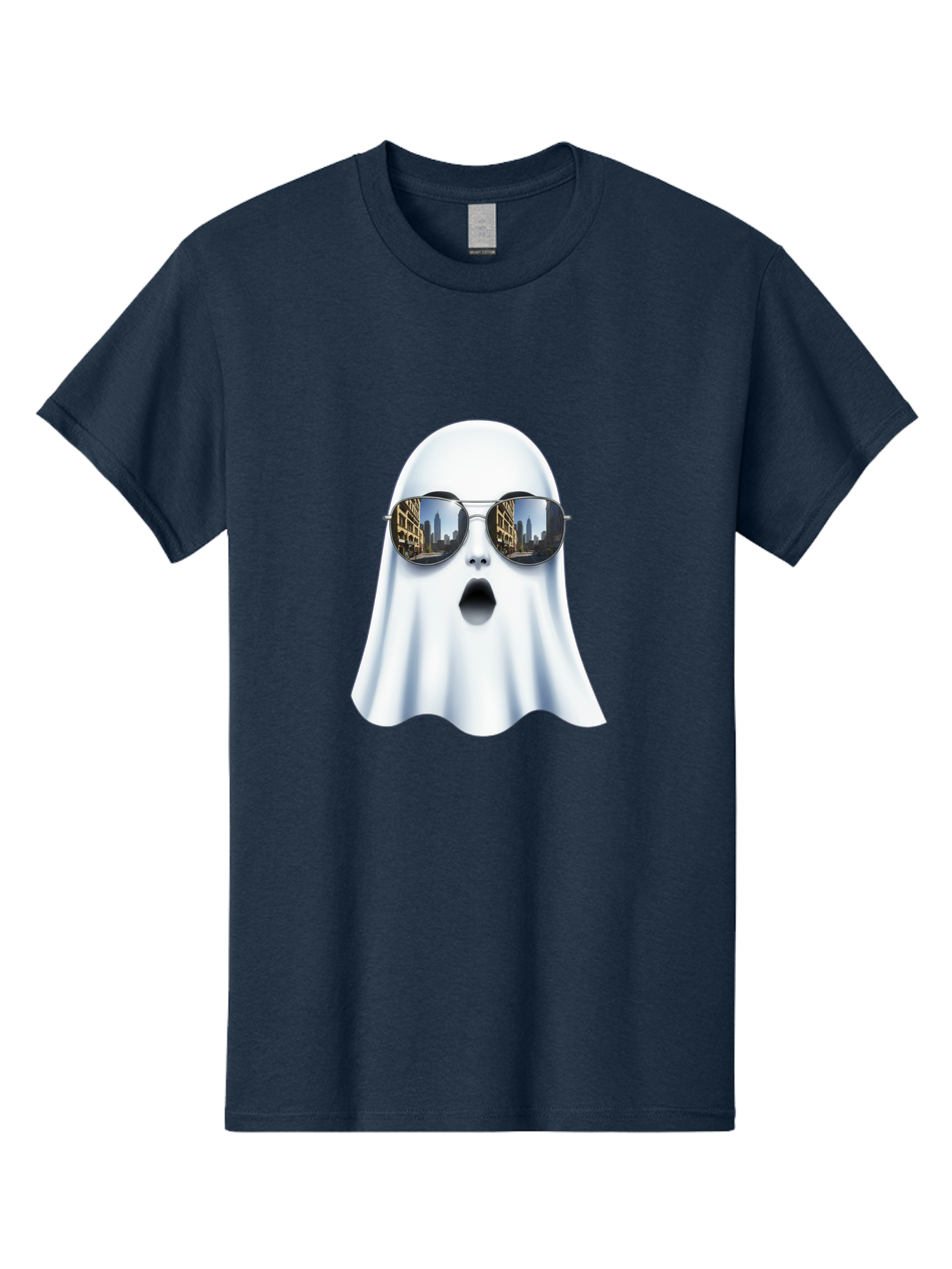 Ghost-With-Sunglasses-1 Men'S Graphic Tee, 100% Cotton, Comfortable Casual Summer Wear, Machine Washable, Vintage Camera, Old Camera, Antique Camera, Black Camera, Classic Photography, Photography Equipment, Nostalgic Device, Film Camera, Bak679