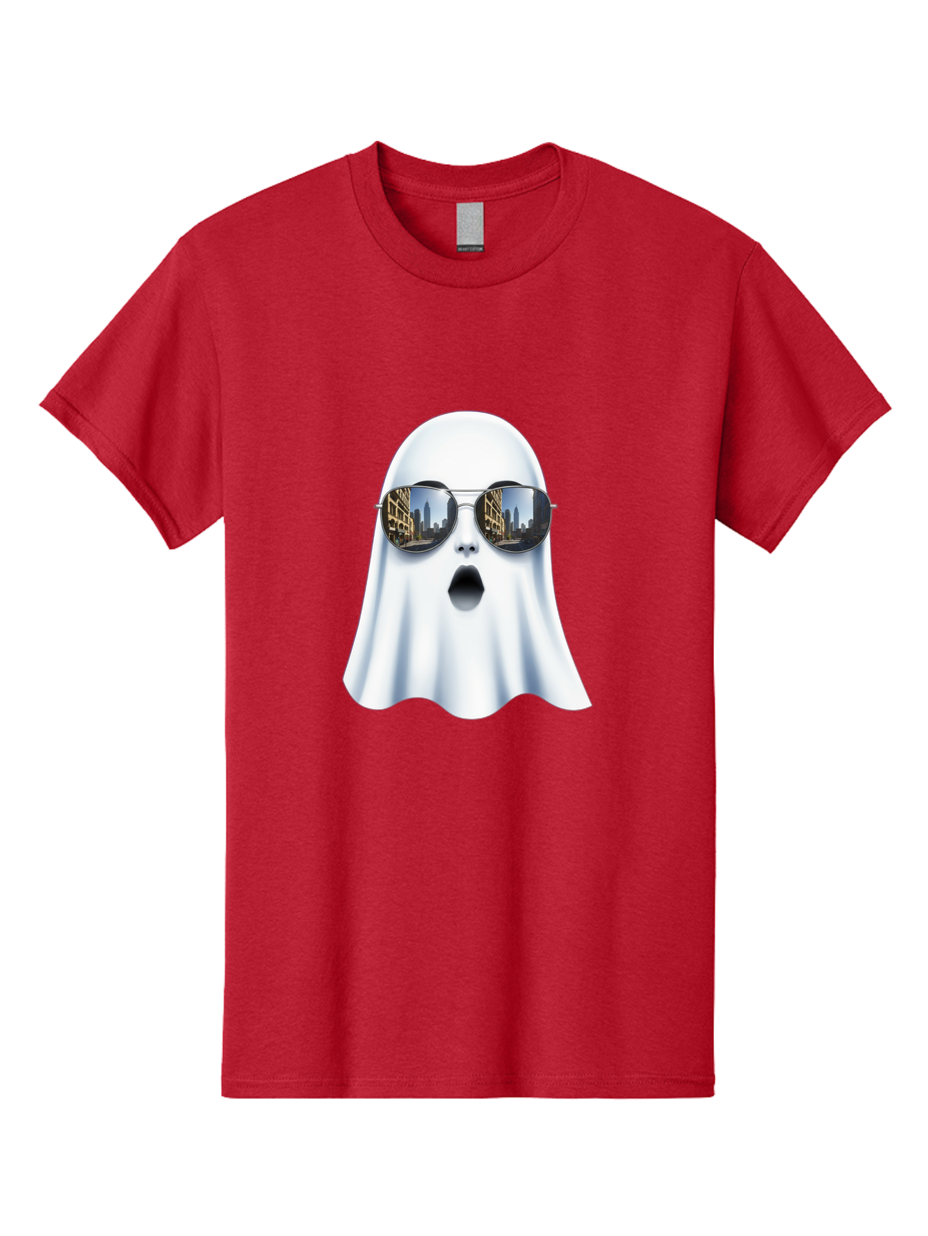 Ghost-With-Sunglasses-1 Men'S Graphic Tee, 100% Cotton, Comfortable Casual Summer Wear, Machine Washable, Vintage Camera, Old Camera, Antique Camera, Black Camera, Classic Photography, Photography Equipment, Nostalgic Device, Film Camera, Bak679