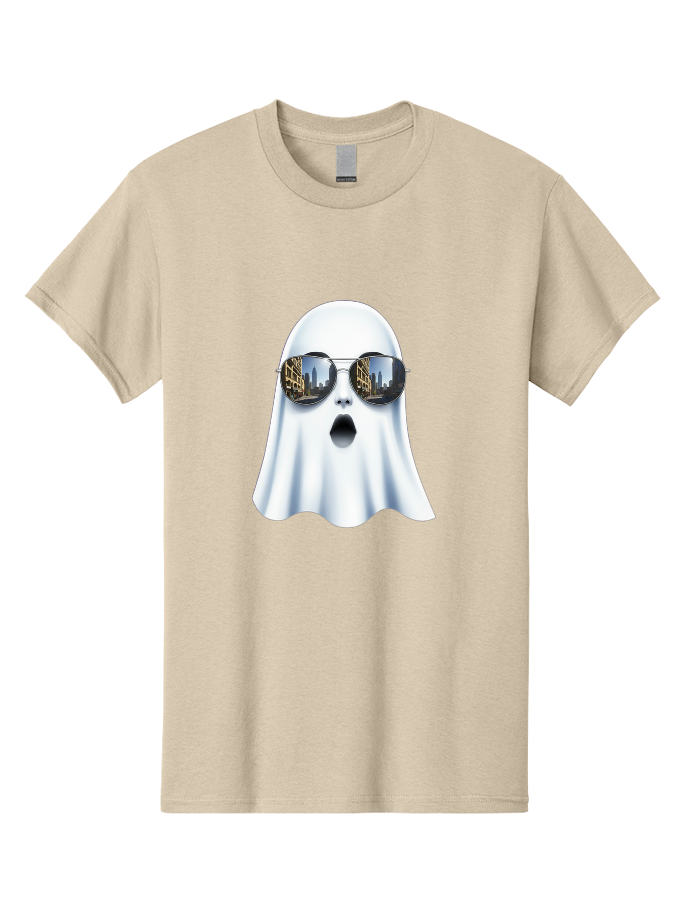 Ghost-With-Sunglasses-1 Men'S Graphic Tee, 100% Cotton, Comfortable Casual Summer Wear, Machine Washable, Vintage Camera, Old Camera, Antique Camera, Black Camera, Classic Photography, Photography Equipment, Nostalgic Device, Film Camera, Bak679