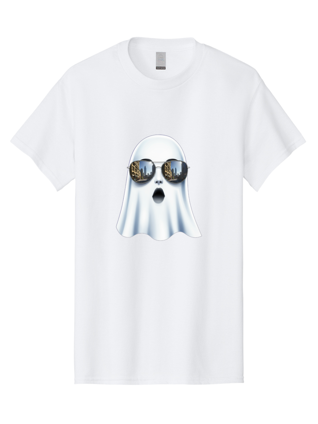Ghost-With-Sunglasses-1 Men'S Graphic Tee, 100% Cotton, Comfortable Casual Summer Wear, Machine Washable, Vintage Camera, Old Camera, Antique Camera, Black Camera, Classic Photography, Photography Equipment, Nostalgic Device, Film Camera, Bak679