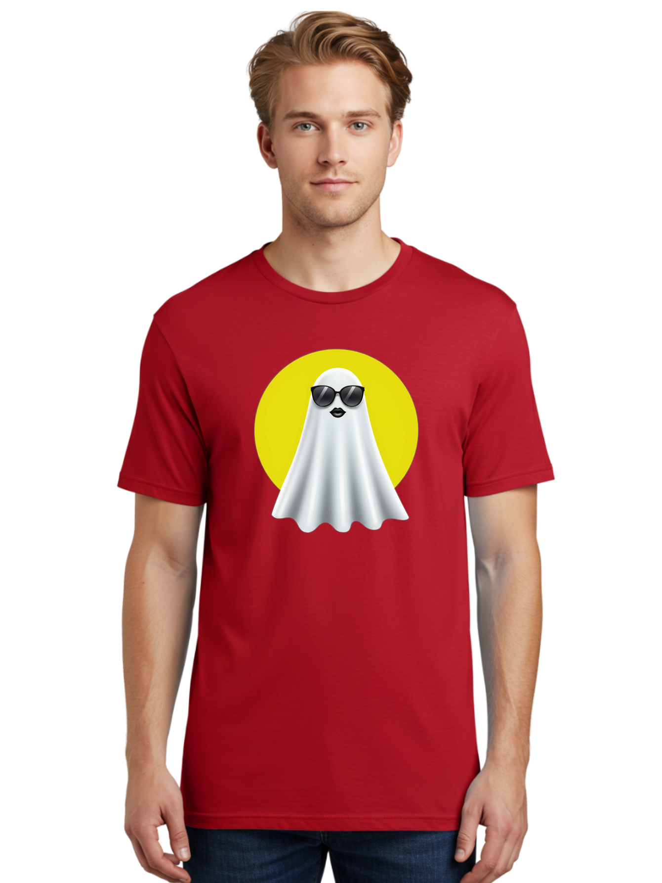 Ghost-With-Sunglasses-3 Men'S Graphic Tee, 100% Cotton, Comfortable Casual Summer Wear, Machine Washable, Vintage Camera, Old Camera, Antique Camera, Black Camera, Classic Photography, Photography Equipment, Nostalgic Device, Film Camera, Bak681