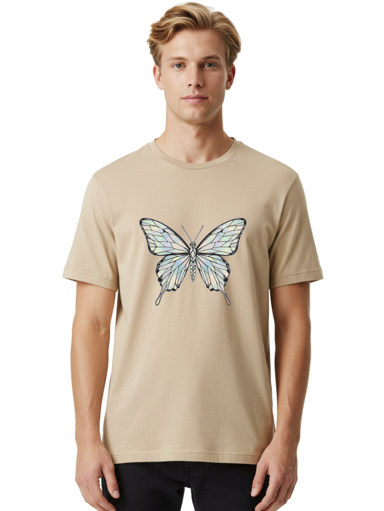 Glass-Butterfly Men'S Graphic Tee, 100% Cotton, Comfortable Casual Summer Wear, Machine Washable, Vintage Camera, Old Camera, Antique Camera, Black Camera, Classic Photography, Photography Equipment, Nostalgic Device, Film Camera, Camera Art Bak692