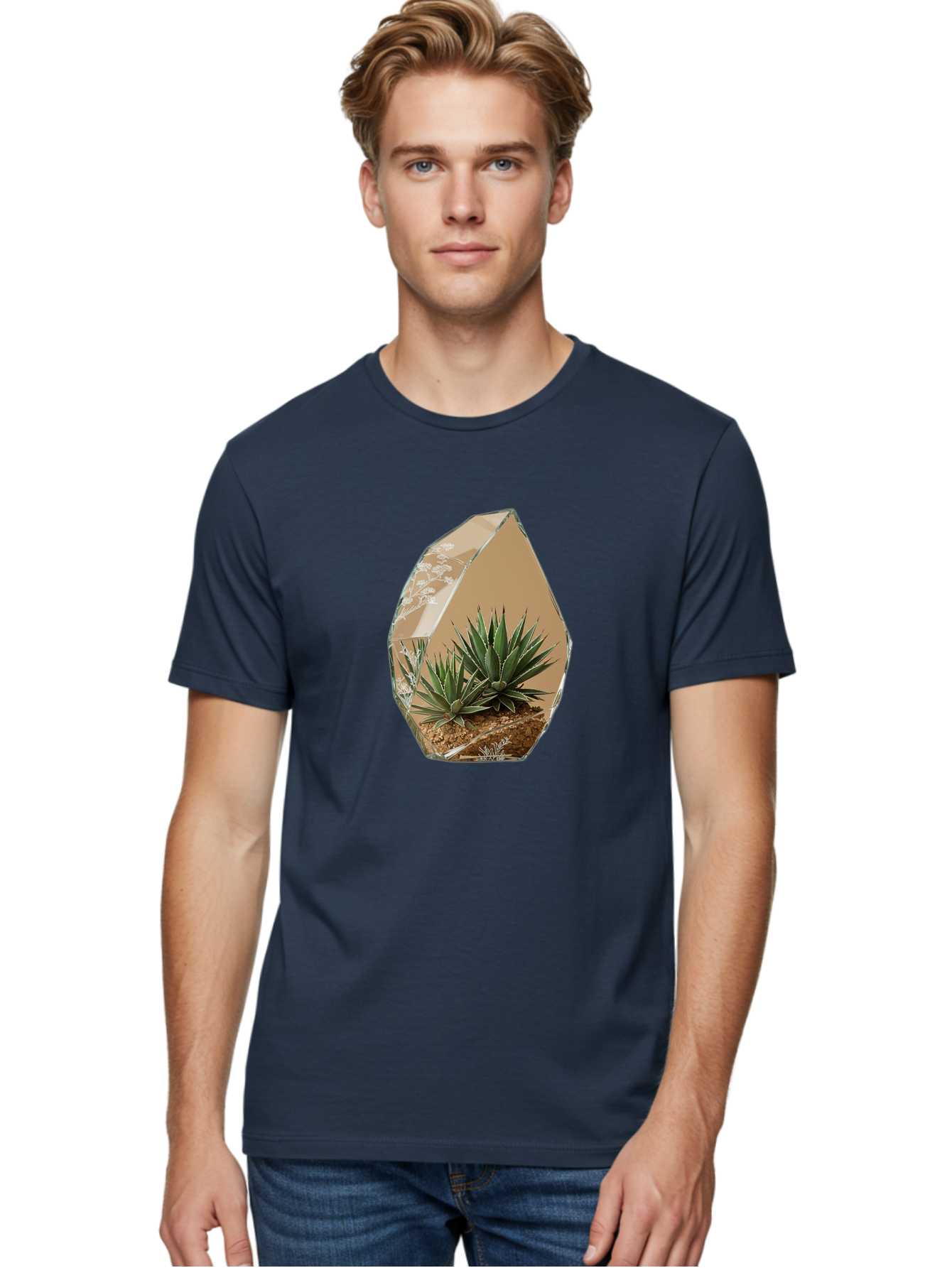 Glass-Terrarium-With-Succulents Men'S Graphic Tee, 100% Cotton, Comfortable Casual Summer Wear, Machine Washable, Vintage Camera, Old Camera, Antique Camera, Black Camera, Classic Photography, Photography Equipment, Nostalgic Device, Bak693