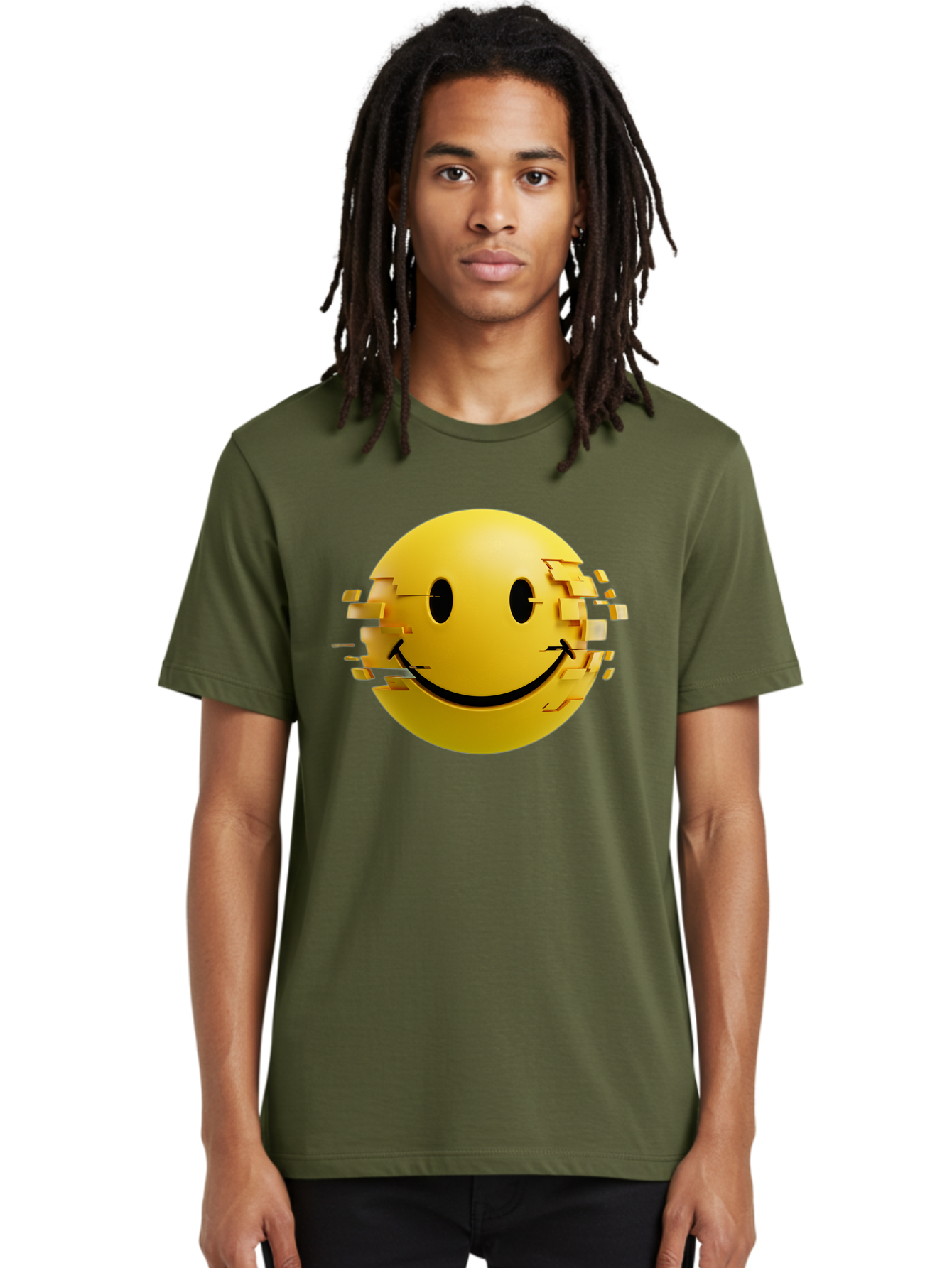 Glitch-Smiley-Face Men'S Graphic Tee, 100% Cotton, Comfortable Casual Summer Wear, Machine Washable, Vintage Camera, Old Camera, Antique Camera, Black Camera, Classic Photography, Photography Equipment, Nostalgic Device, Film Camera, Bak694
