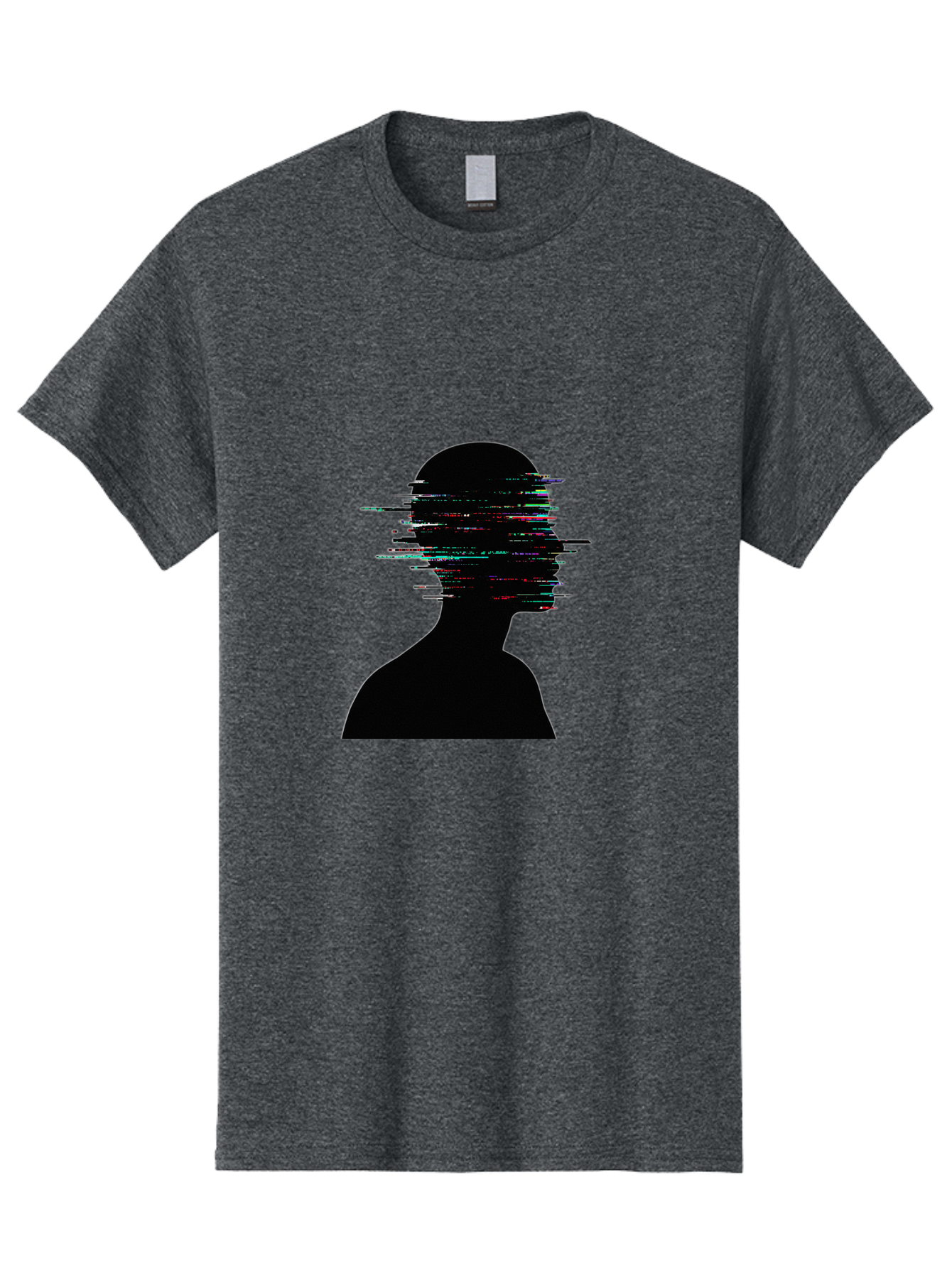 Glitching-Human-Silhouette Men'S Graphic Tee, 100% Cotton, Comfortable Casual Summer Wear, Machine Washable, Vintage Camera, Old Camera, Antique Camera, Black Camera, Classic Photography, Photography Equipment, Nostalgic Device, Film Camera, Bak696