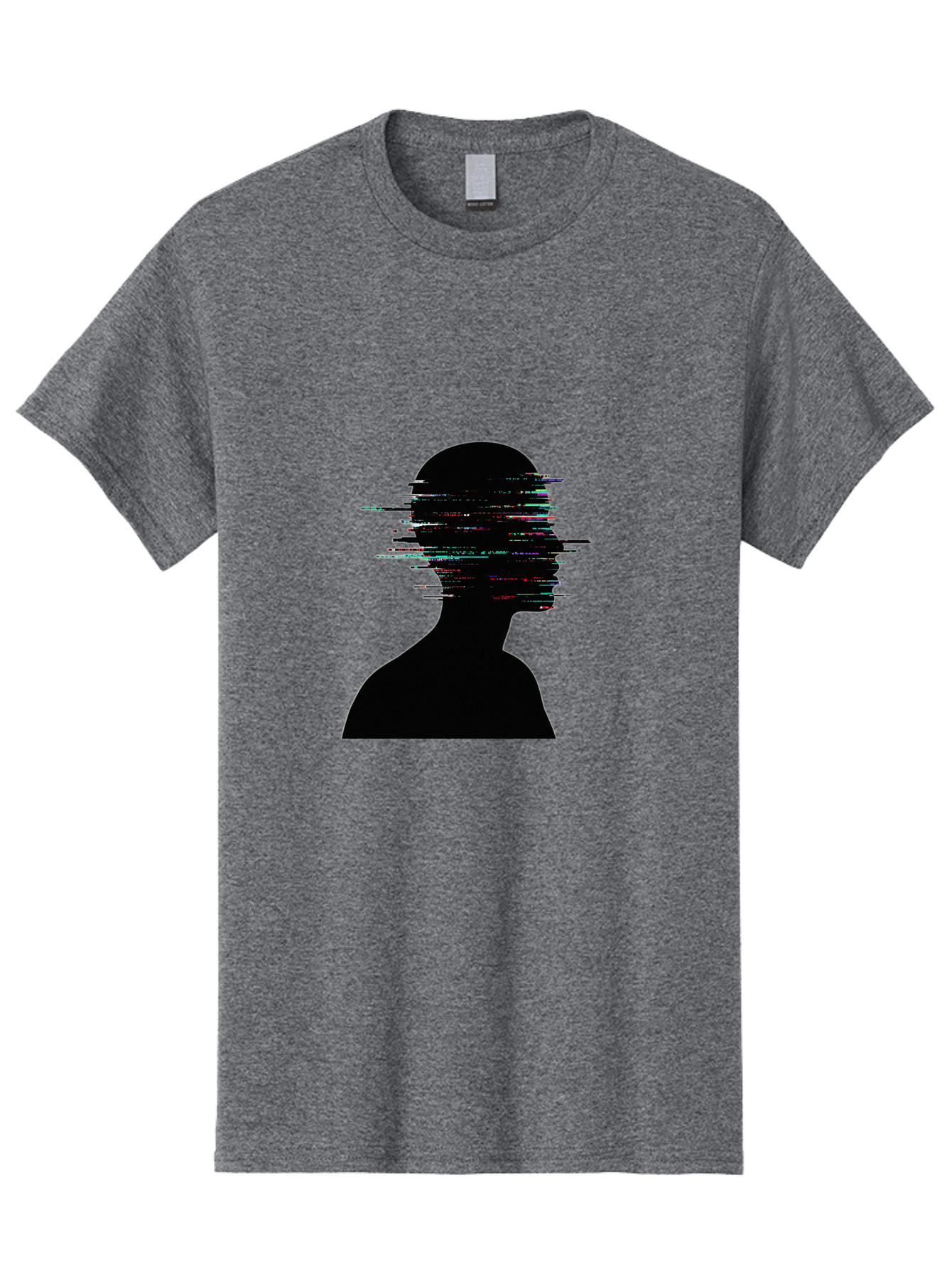 Glitching-Human-Silhouette Men'S Graphic Tee, 100% Cotton, Comfortable Casual Summer Wear, Machine Washable, Vintage Camera, Old Camera, Antique Camera, Black Camera, Classic Photography, Photography Equipment, Nostalgic Device, Film Camera, Bak696