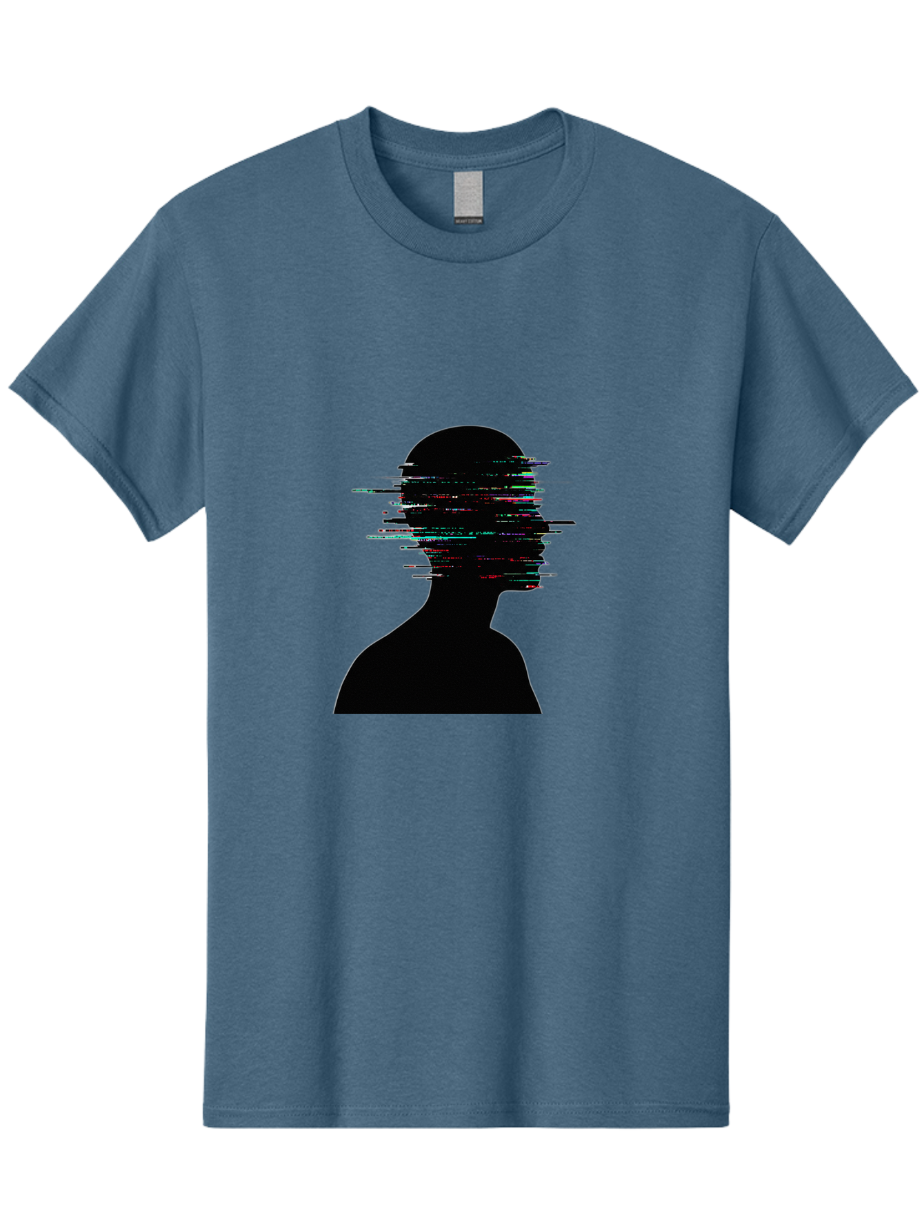 Glitching-Human-Silhouette Men'S Graphic Tee, 100% Cotton, Comfortable Casual Summer Wear, Machine Washable, Vintage Camera, Old Camera, Antique Camera, Black Camera, Classic Photography, Photography Equipment, Nostalgic Device, Film Camera, Bak696