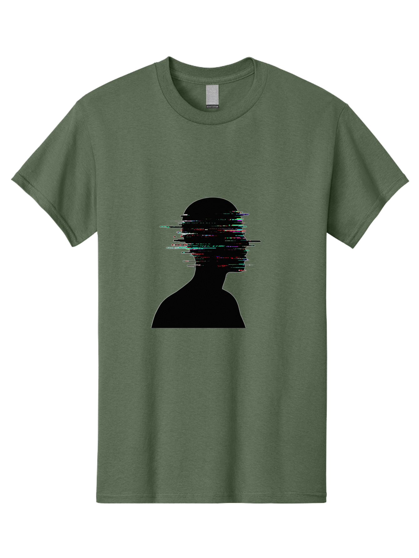 Glitching-Human-Silhouette Men'S Graphic Tee, 100% Cotton, Comfortable Casual Summer Wear, Machine Washable, Vintage Camera, Old Camera, Antique Camera, Black Camera, Classic Photography, Photography Equipment, Nostalgic Device, Film Camera, Bak696