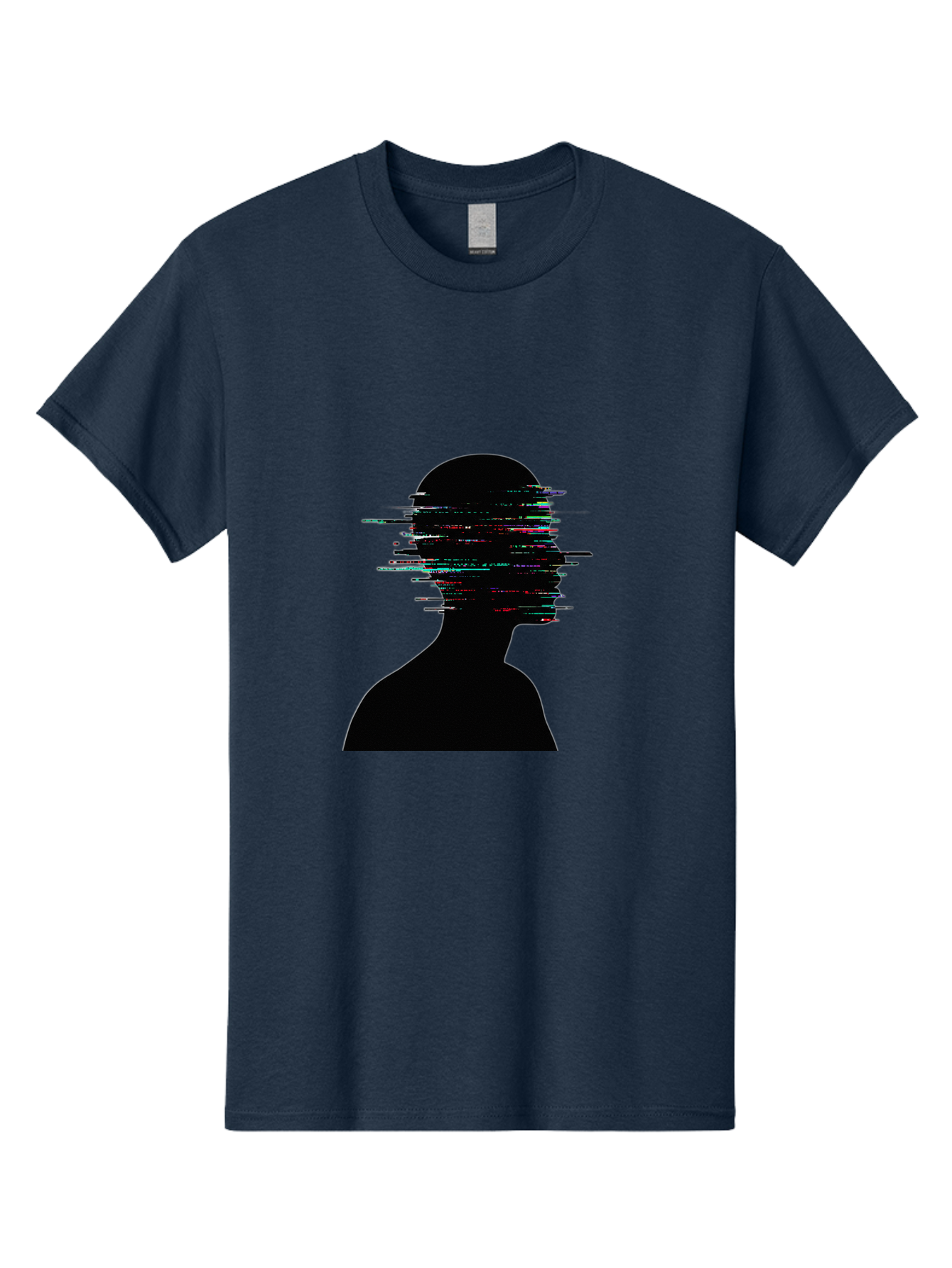 Glitching-Human-Silhouette Men'S Graphic Tee, 100% Cotton, Comfortable Casual Summer Wear, Machine Washable, Vintage Camera, Old Camera, Antique Camera, Black Camera, Classic Photography, Photography Equipment, Nostalgic Device, Film Camera, Bak696