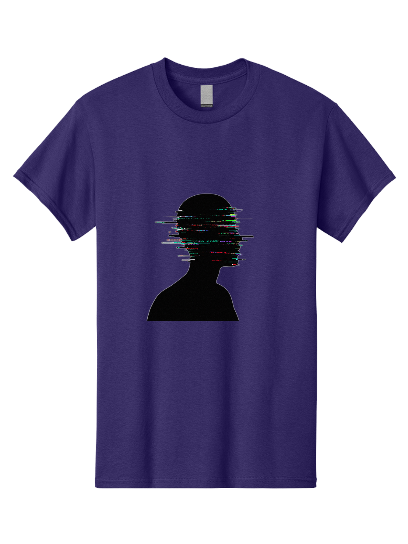 Glitching-Human-Silhouette Men'S Graphic Tee, 100% Cotton, Comfortable Casual Summer Wear, Machine Washable, Vintage Camera, Old Camera, Antique Camera, Black Camera, Classic Photography, Photography Equipment, Nostalgic Device, Film Camera, Bak696