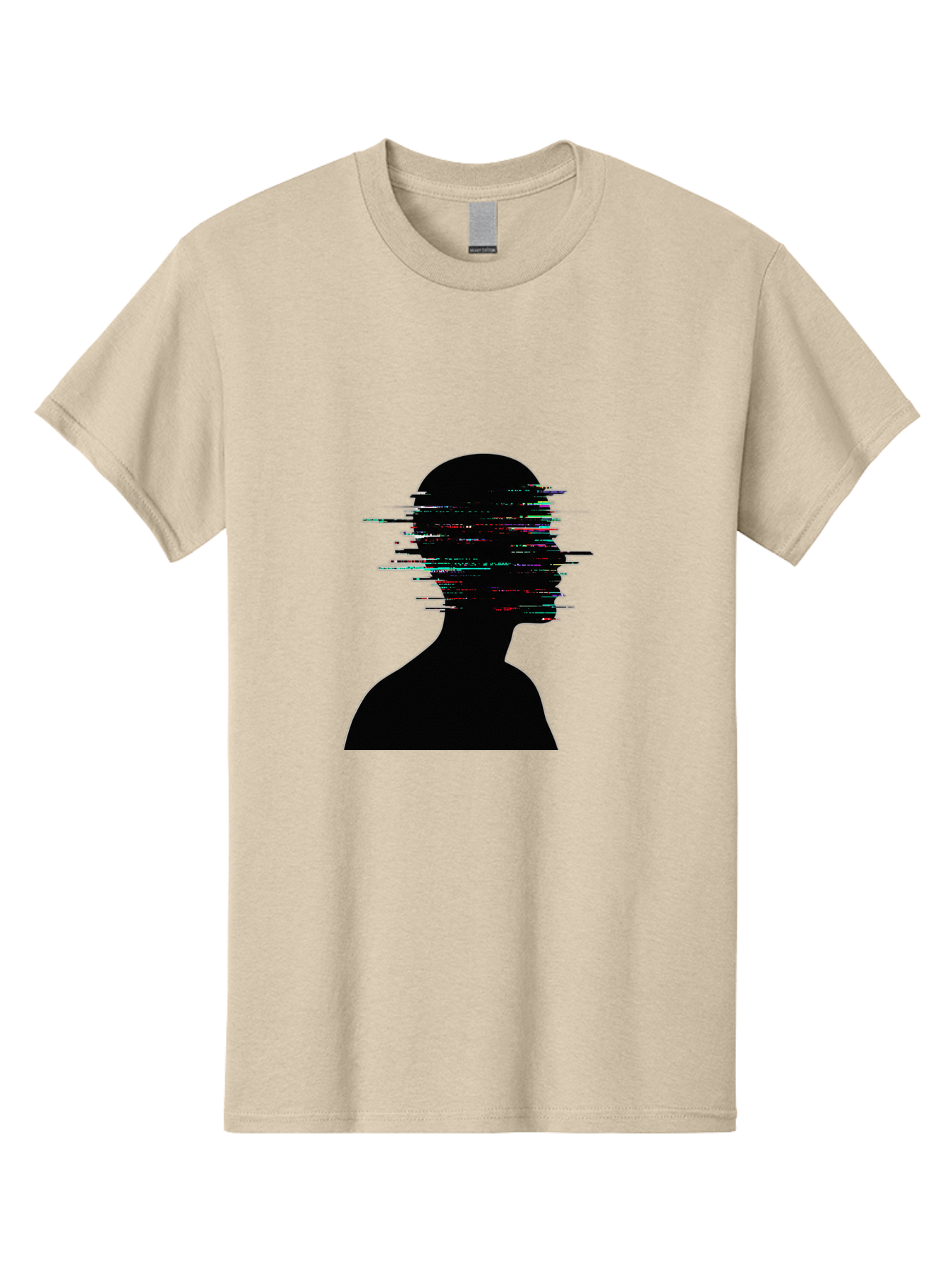 Glitching-Human-Silhouette Men'S Graphic Tee, 100% Cotton, Comfortable Casual Summer Wear, Machine Washable, Vintage Camera, Old Camera, Antique Camera, Black Camera, Classic Photography, Photography Equipment, Nostalgic Device, Film Camera, Bak696
