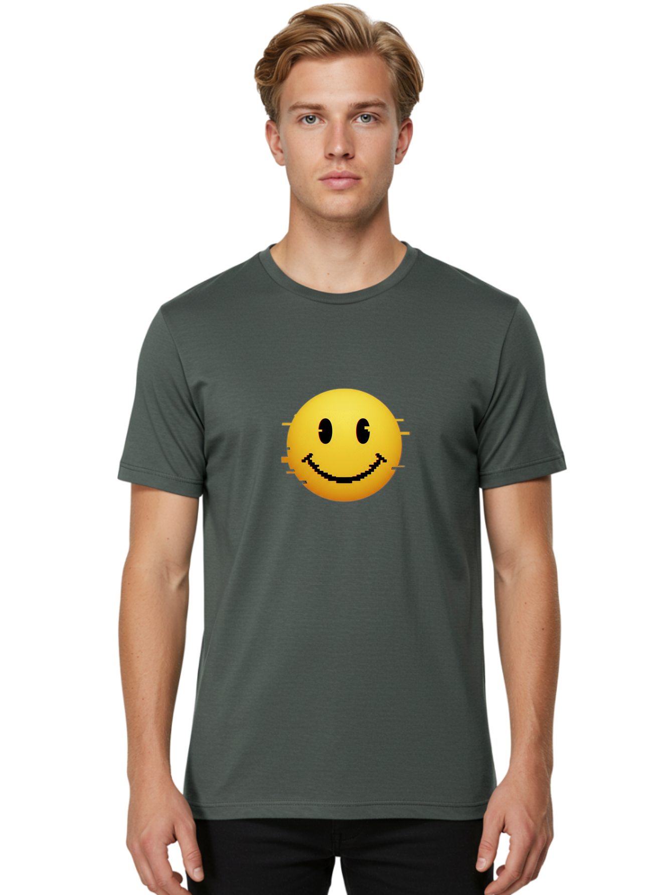 Glitchy-Smiley Men'S Graphic Tee, 100% Cotton, Comfortable Casual Summer Wear, Machine Washable, Vintage Camera, Old Camera, Antique Camera, Black Camera, Classic Photography, Photography Equipment, Nostalgic Device, Film Camera, Camera Art Bak697