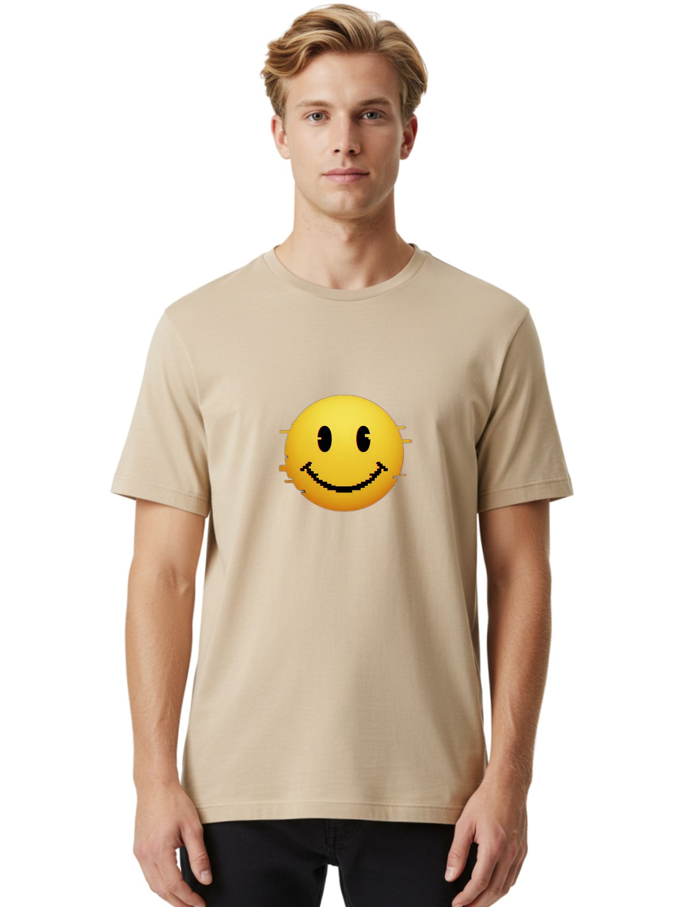 Glitchy-Smiley Men'S Graphic Tee, 100% Cotton, Comfortable Casual Summer Wear, Machine Washable, Vintage Camera, Old Camera, Antique Camera, Black Camera, Classic Photography, Photography Equipment, Nostalgic Device, Film Camera, Camera Art Bak697