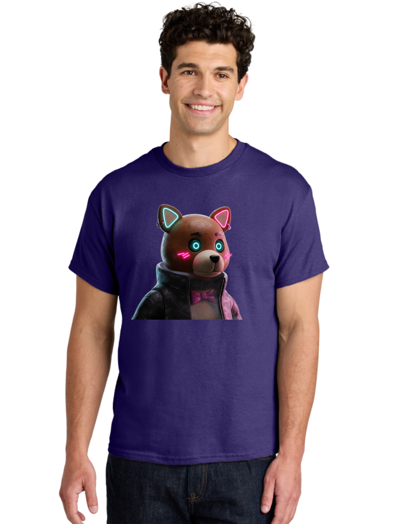 Glowing-Eyes-Bear Men'S Graphic Tee, 100% Cotton, Comfortable Casual Summer Wear, Machine Washable, Vintage Camera, Old Camera, Antique Camera, Black Camera, Classic Photography, Photography Equipment, Nostalgic Device, Film Camera, Camera Art Bak701