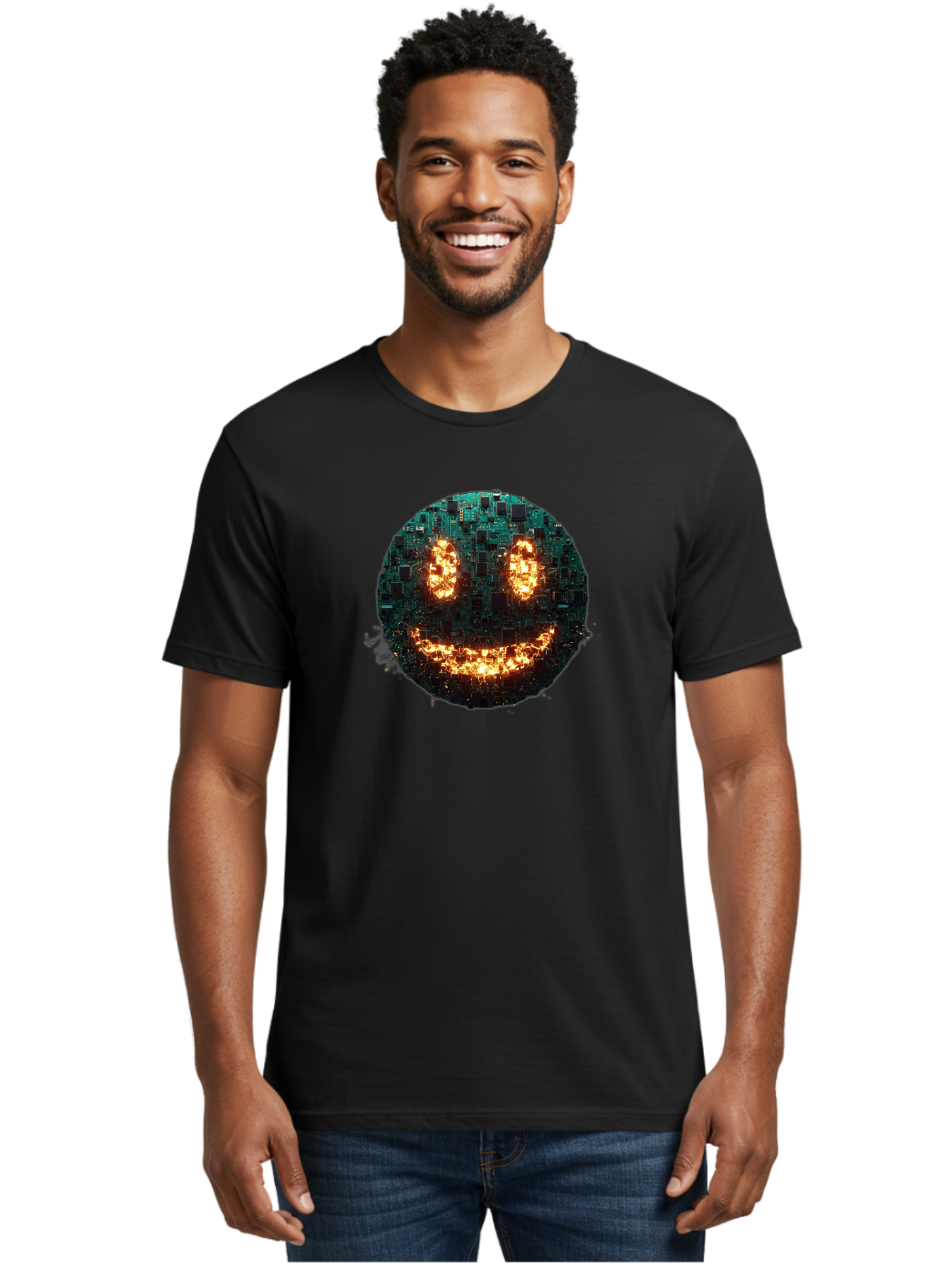 Glowing-Smiley-Face Men'S Graphic Tee, 100% Cotton, Comfortable Casual Summer Wear, Machine Washable, Vintage Camera, Old Camera, Antique Camera, Black Camera, Classic Photography, Photography Equipment, Nostalgic Device, Film Camera, Bak703
