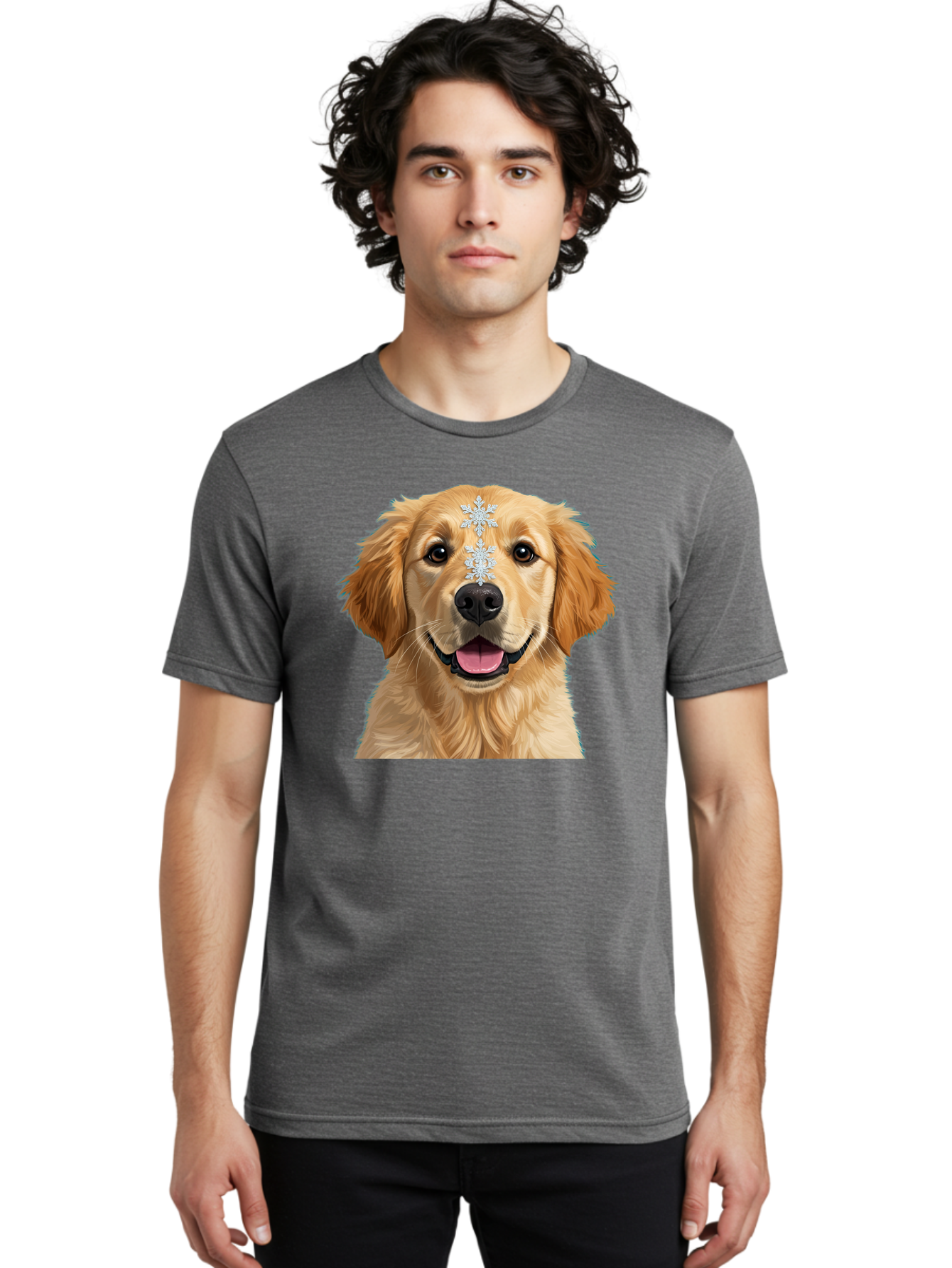 Golden-Retriever-Snowflake Men'S Graphic Tee, 100% Cotton, Comfortable Casual Summer Wear, Machine Washable, Vintage Camera, Old Camera, Antique Camera, Black Camera, Classic Photography, Photography Equipment, Nostalgic Device, Film Camera, Bak708