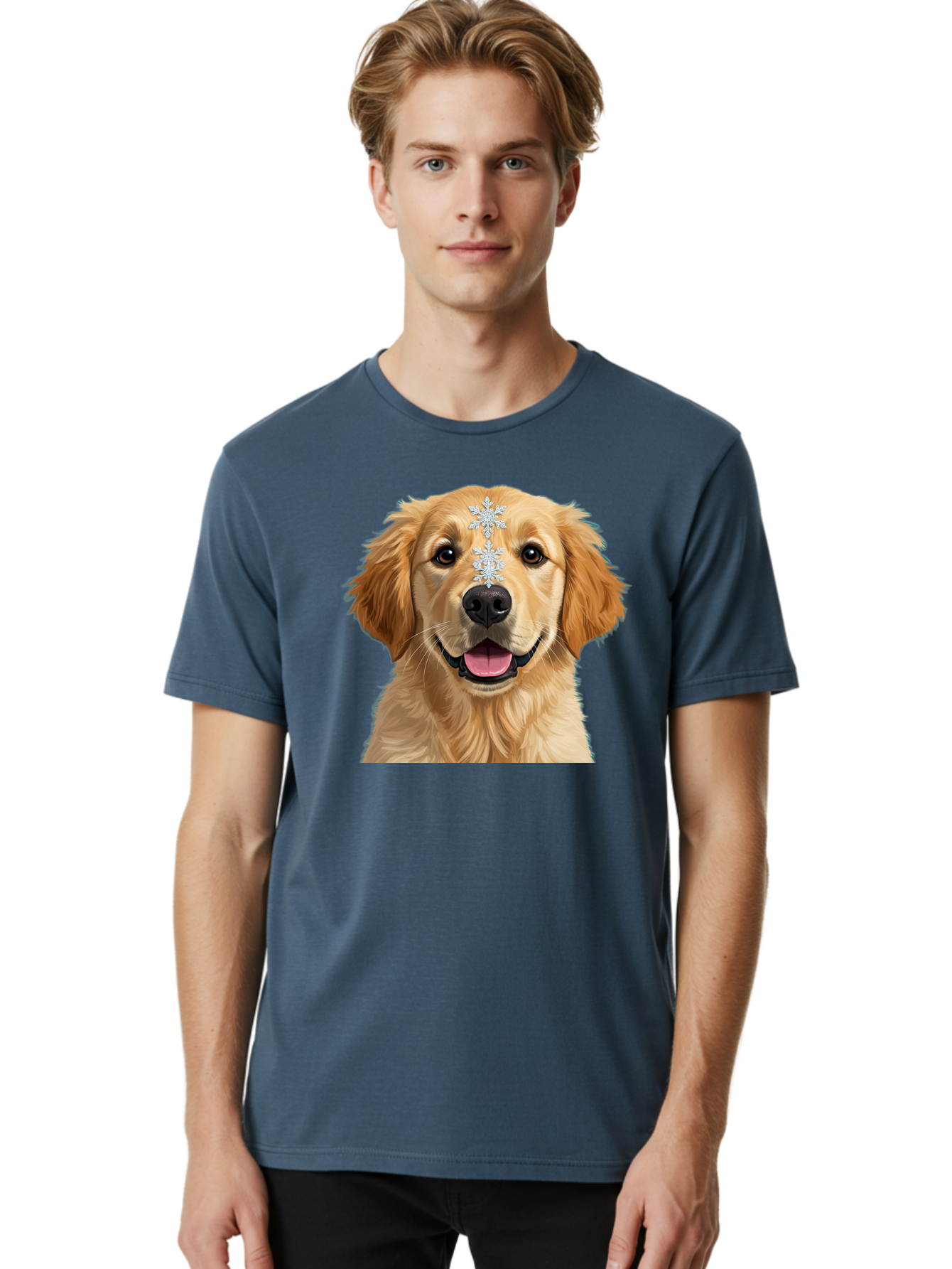 Golden-Retriever-Snowflake Men'S Graphic Tee, 100% Cotton, Comfortable Casual Summer Wear, Machine Washable, Vintage Camera, Old Camera, Antique Camera, Black Camera, Classic Photography, Photography Equipment, Nostalgic Device, Film Camera, Bak708