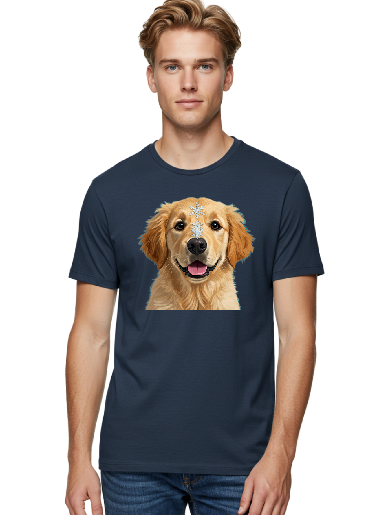 Golden-Retriever-Snowflake Men'S Graphic Tee, 100% Cotton, Comfortable Casual Summer Wear, Machine Washable, Vintage Camera, Old Camera, Antique Camera, Black Camera, Classic Photography, Photography Equipment, Nostalgic Device, Film Camera, Bak708