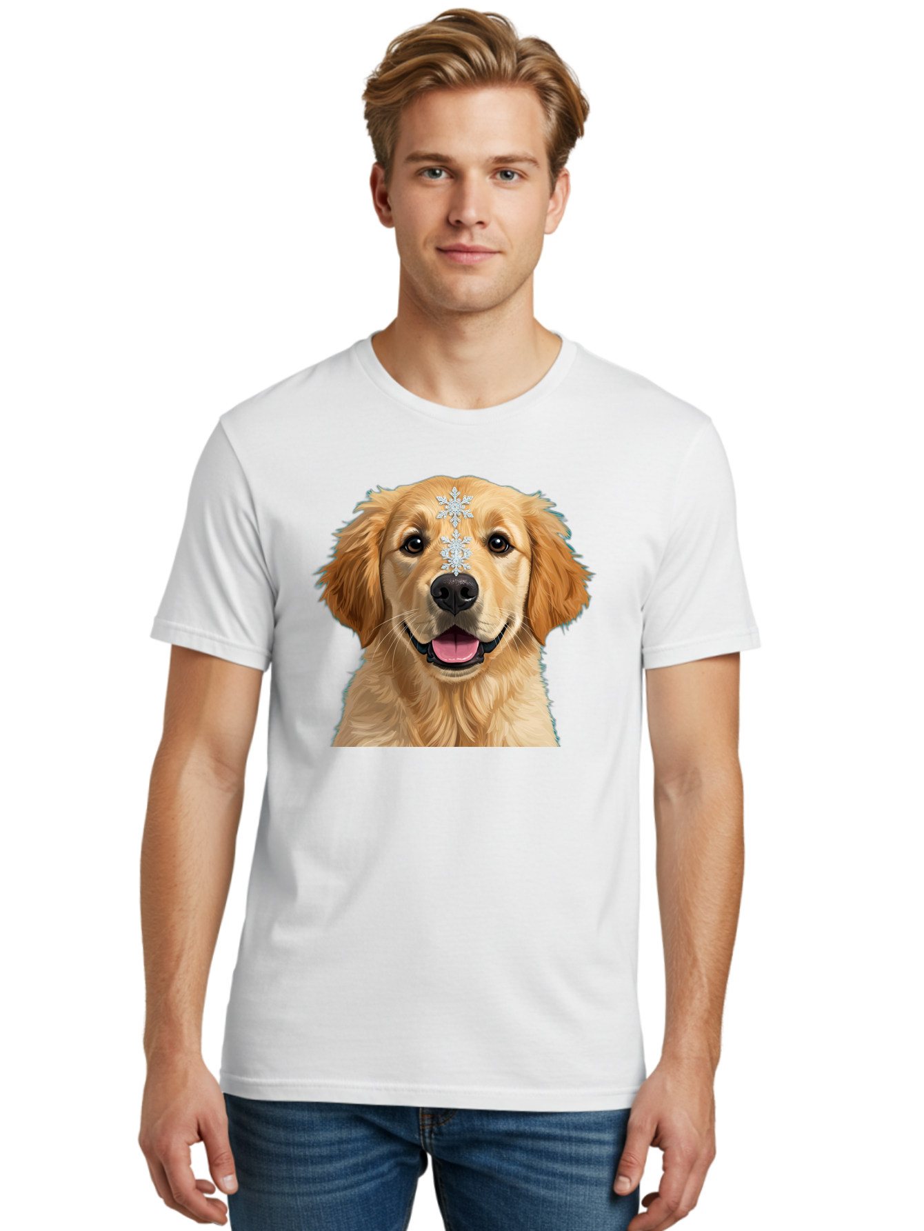 Golden-Retriever-Snowflake Men'S Graphic Tee, 100% Cotton, Comfortable Casual Summer Wear, Machine Washable, Vintage Camera, Old Camera, Antique Camera, Black Camera, Classic Photography, Photography Equipment, Nostalgic Device, Film Camera, Bak708