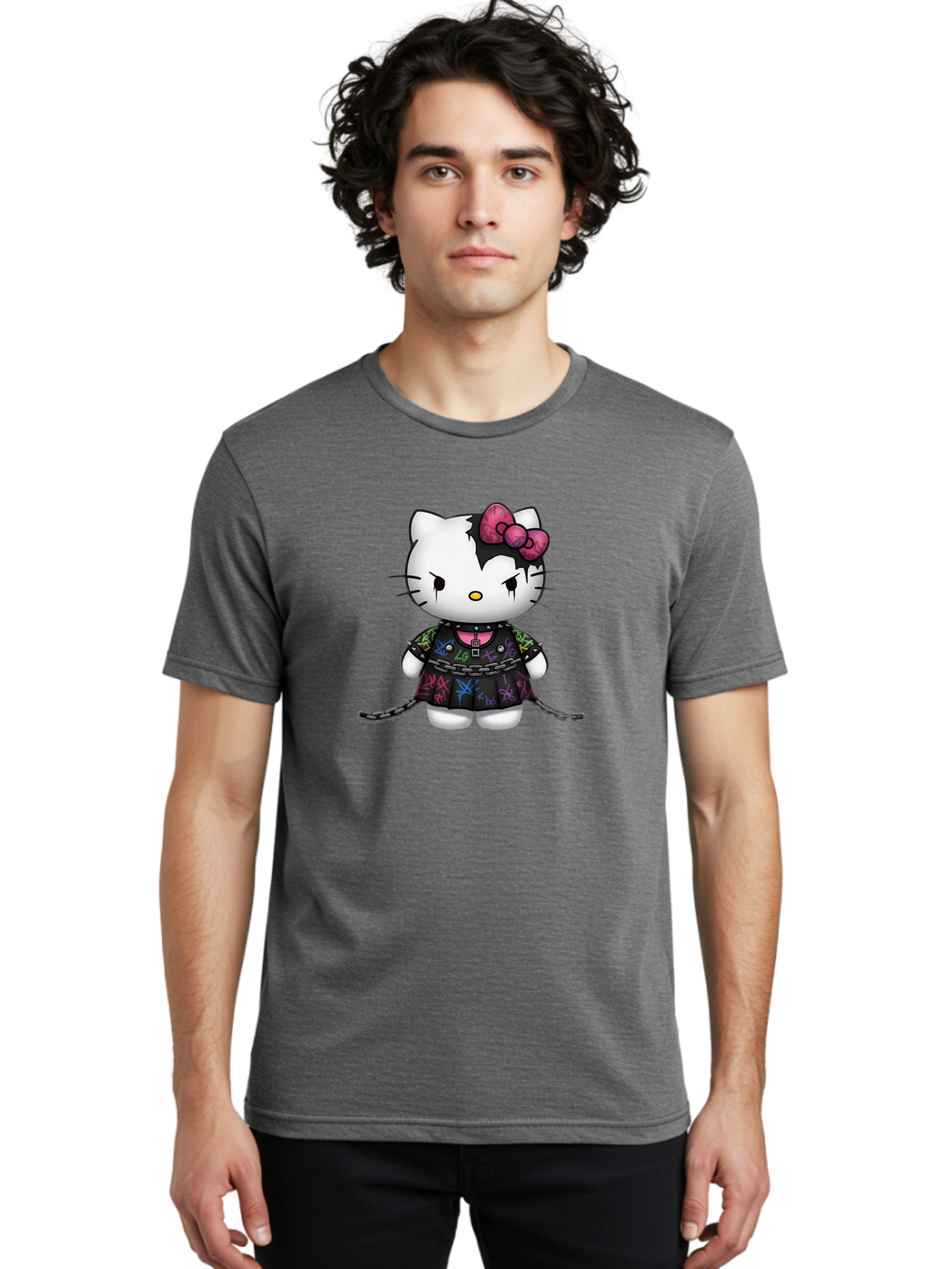 Hello-Kitty-Graffiti Men'S Graphic Tee, 100% Cotton, Comfortable Casual Summer Wear, Machine Washable, Vintage Camera, Old Camera, Antique Camera, Black Camera, Classic Photography, Photography Equipment, Nostalgic Device, Film Camera, Bak725