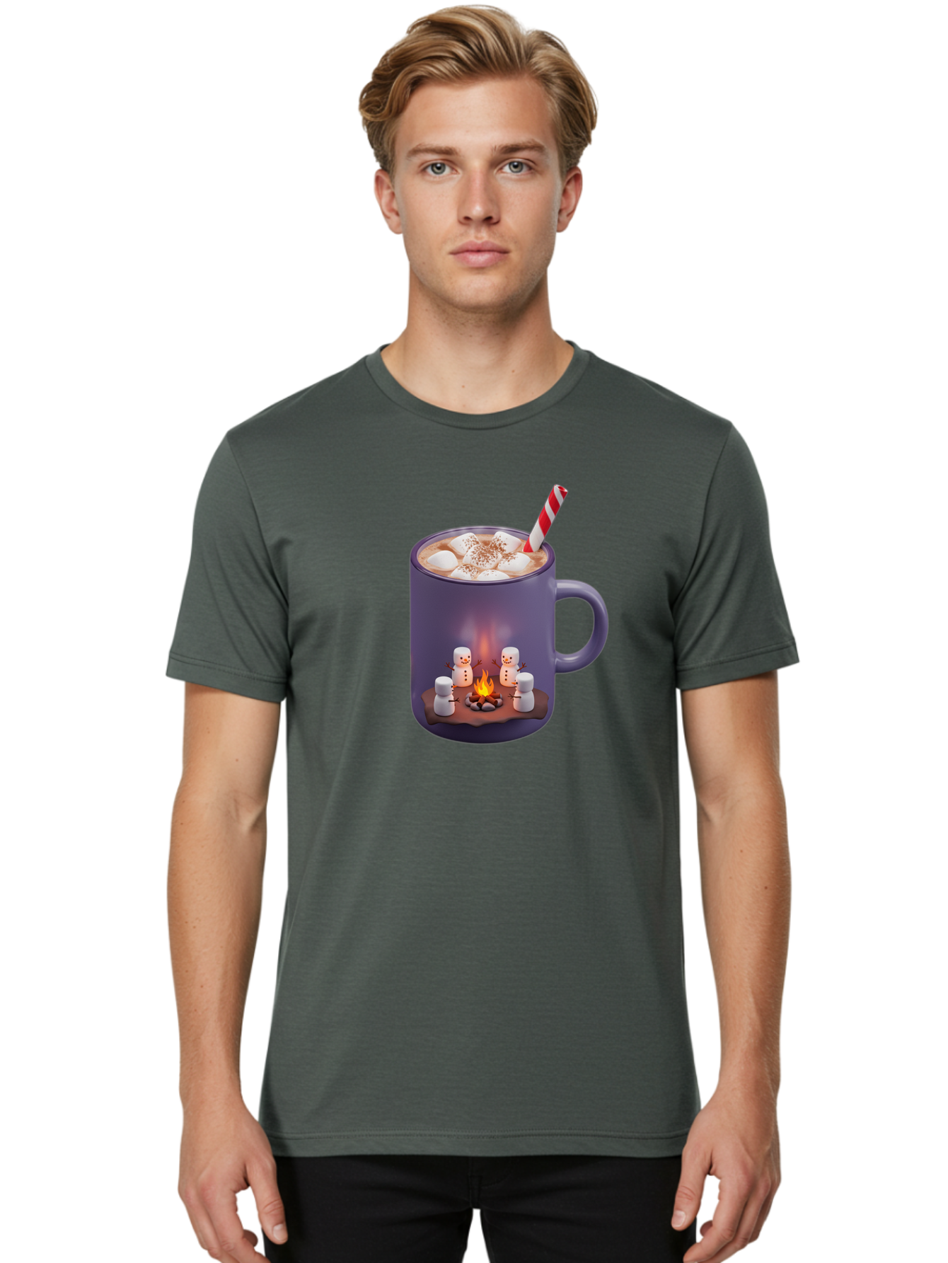 Hot-Chocolate-Mug Men'S Graphic Tee, 100% Cotton, Comfortable Casual Summer Wear, Machine Washable, Vintage Camera, Old Camera, Antique Camera, Black Camera, Classic Photography, Photography Equipment, Nostalgic Device, Film Camera, Camera Art Bak731