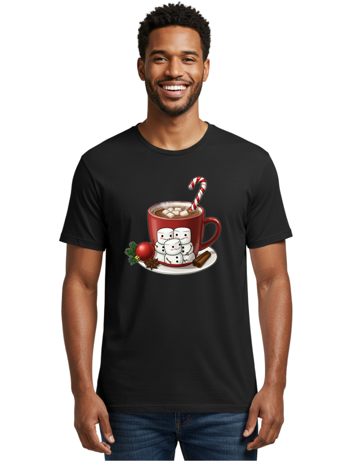 Hot-Chocolate-Snowman-Mug Men'S Graphic Tee, 100% Cotton, Comfortable Casual Summer Wear, Machine Washable, Vintage Camera, Old Camera, Antique Camera, Black Camera, Classic Photography, Photography Equipment, Nostalgic Device, Film Camera, Bak732