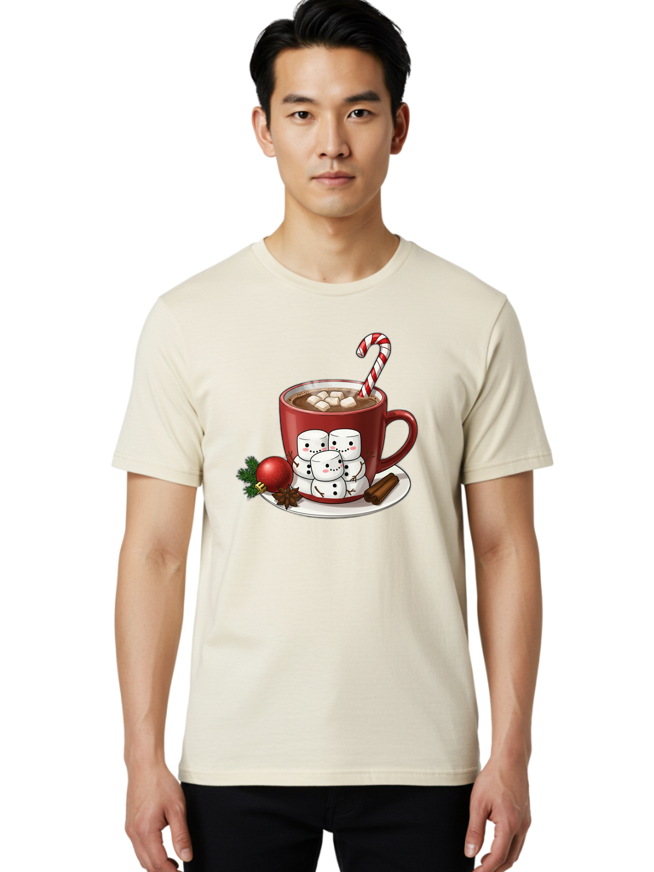 Hot-Chocolate-Snowman-Mug Men'S Graphic Tee, 100% Cotton, Comfortable Casual Summer Wear, Machine Washable, Vintage Camera, Old Camera, Antique Camera, Black Camera, Classic Photography, Photography Equipment, Nostalgic Device, Film Camera, Bak732