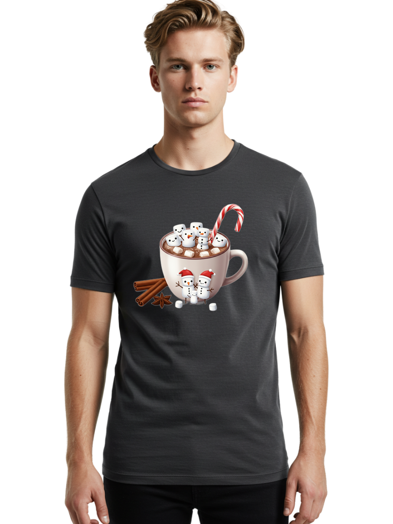 Hot-Chocolate-Snowmen-1 Men'S Graphic Tee, 100% Cotton, Comfortable Casual Summer Wear, Machine Washable, Vintage Camera, Old Camera, Antique Camera, Black Camera, Classic Photography, Photography Equipment, Nostalgic Device, Film Camera, Bak733