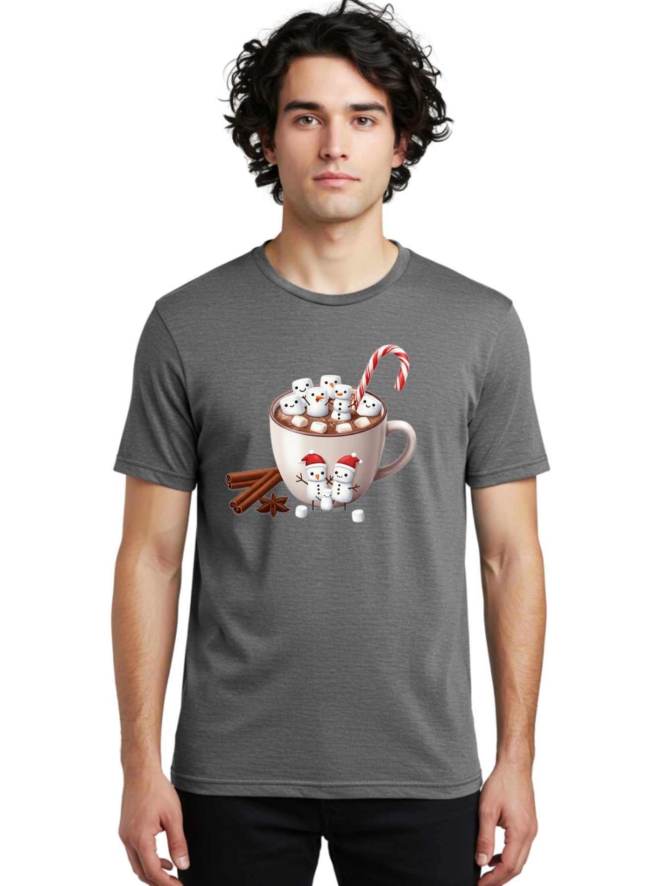 Hot-Chocolate-Snowmen-1 Men'S Graphic Tee, 100% Cotton, Comfortable Casual Summer Wear, Machine Washable, Vintage Camera, Old Camera, Antique Camera, Black Camera, Classic Photography, Photography Equipment, Nostalgic Device, Film Camera, Bak733