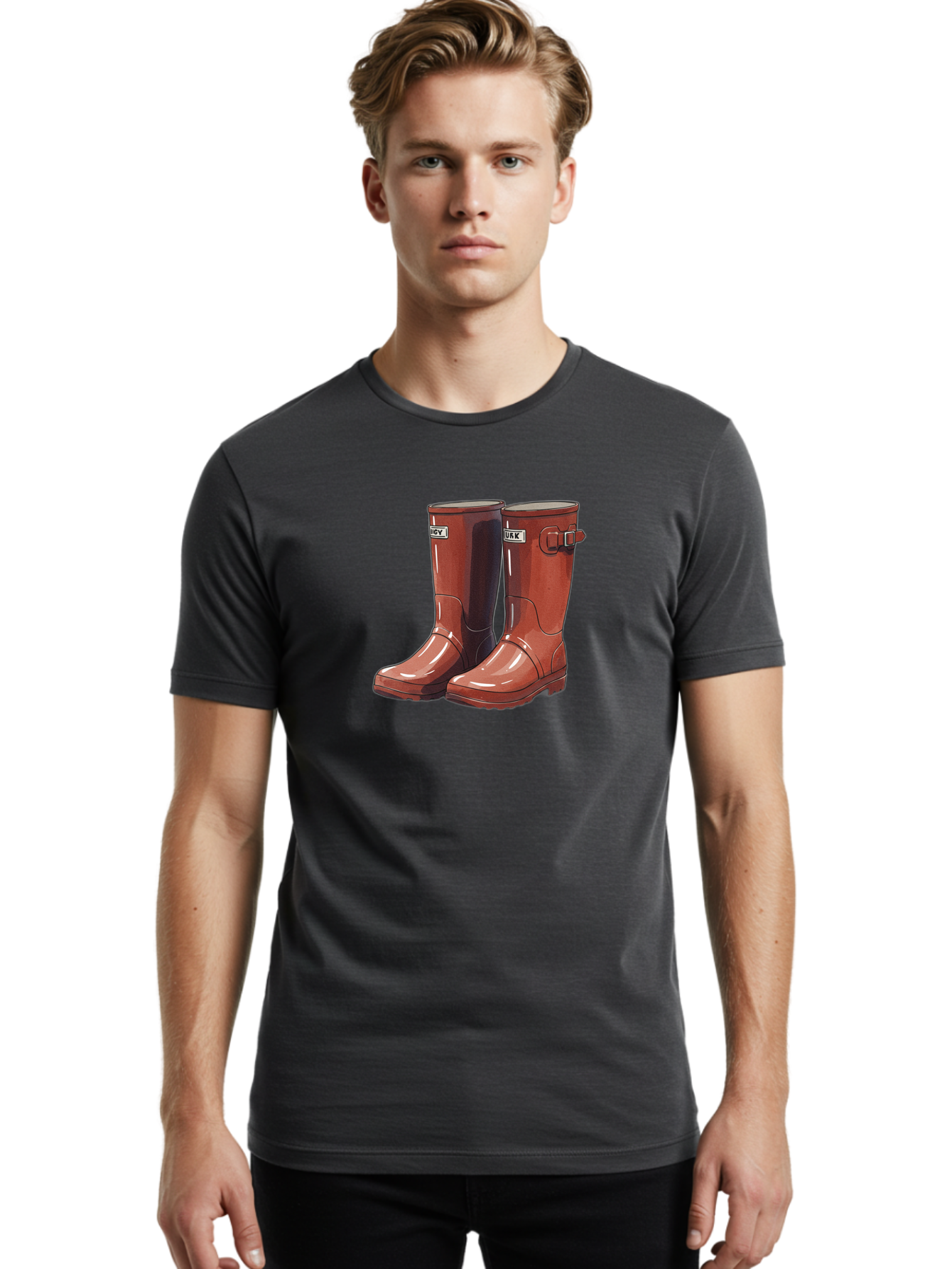 Hunter-Boots-2 Men'S Graphic Tee, 100% Cotton, Comfortable Casual Summer Wear, Machine Washable, Vintage Camera, Old Camera, Antique Camera, Black Camera, Classic Photography, Photography Equipment, Nostalgic Device, Film Camera, Camera Art Bak739