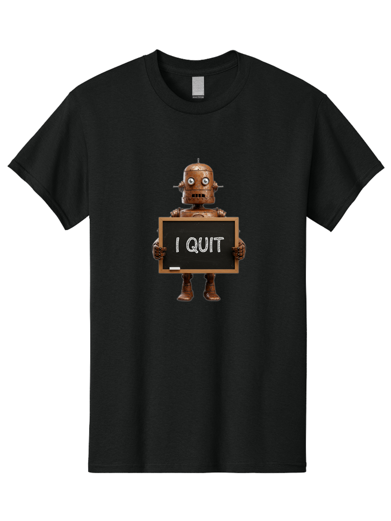 I-Quit-Robot-1 Men'S Graphic Tee, 100% Cotton, Comfortable Casual Summer Wear, Machine Washable, Vintage Camera, Old Camera, Antique Camera, Black Camera, Classic Photography, Photography Equipment, Nostalgic Device, Film Camera, Camera Art Bak743