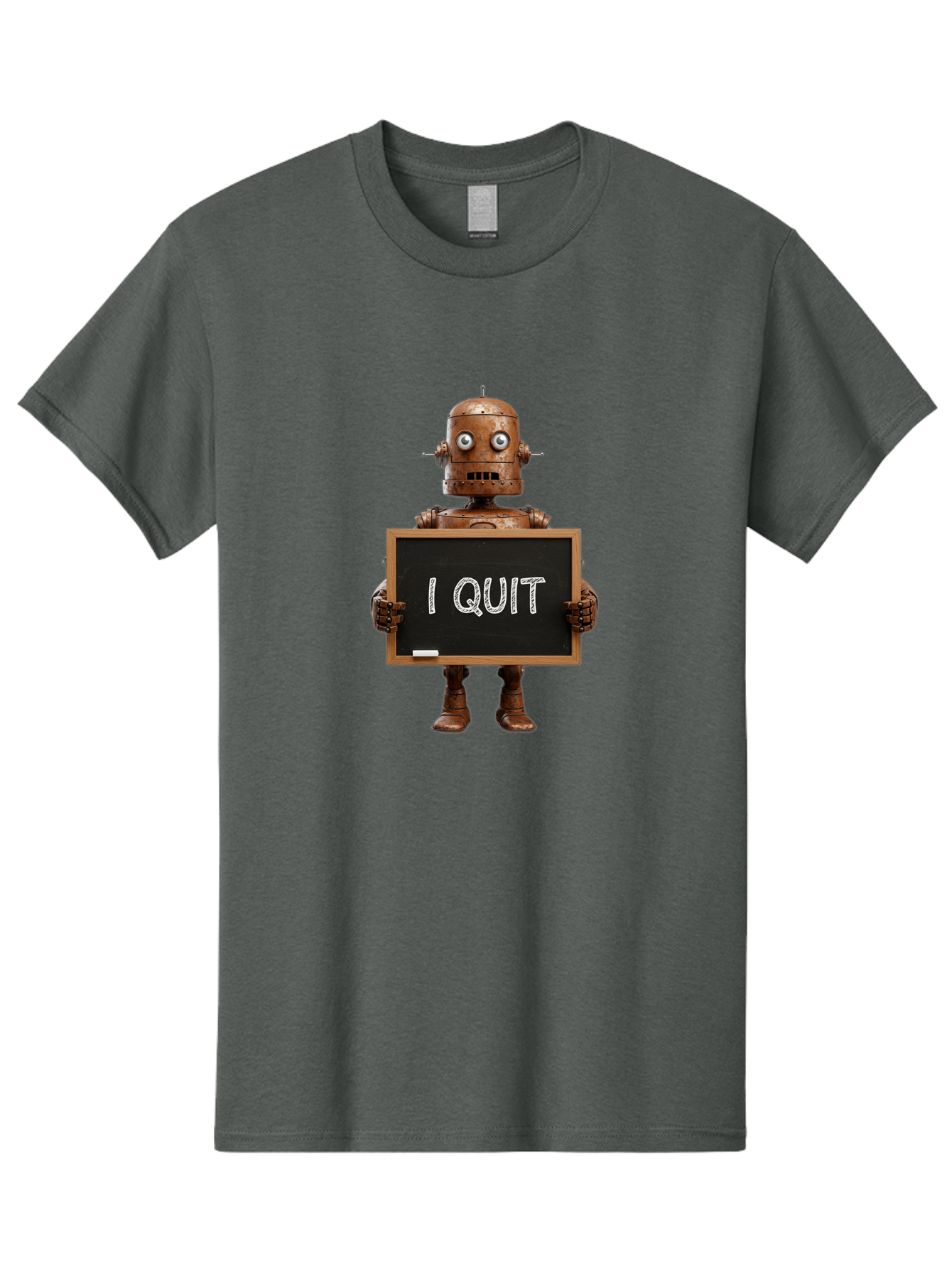 I-Quit-Robot-1 Men'S Graphic Tee, 100% Cotton, Comfortable Casual Summer Wear, Machine Washable, Vintage Camera, Old Camera, Antique Camera, Black Camera, Classic Photography, Photography Equipment, Nostalgic Device, Film Camera, Camera Art Bak743