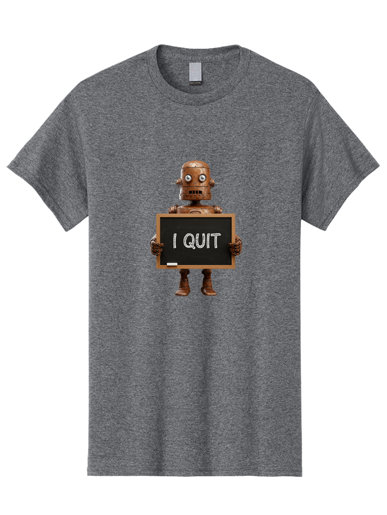 I-Quit-Robot-1 Men'S Graphic Tee, 100% Cotton, Comfortable Casual Summer Wear, Machine Washable, Vintage Camera, Old Camera, Antique Camera, Black Camera, Classic Photography, Photography Equipment, Nostalgic Device, Film Camera, Camera Art Bak743