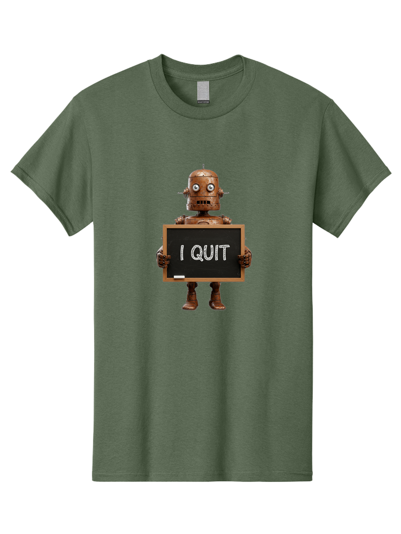 I-Quit-Robot-1 Men'S Graphic Tee, 100% Cotton, Comfortable Casual Summer Wear, Machine Washable, Vintage Camera, Old Camera, Antique Camera, Black Camera, Classic Photography, Photography Equipment, Nostalgic Device, Film Camera, Camera Art Bak743