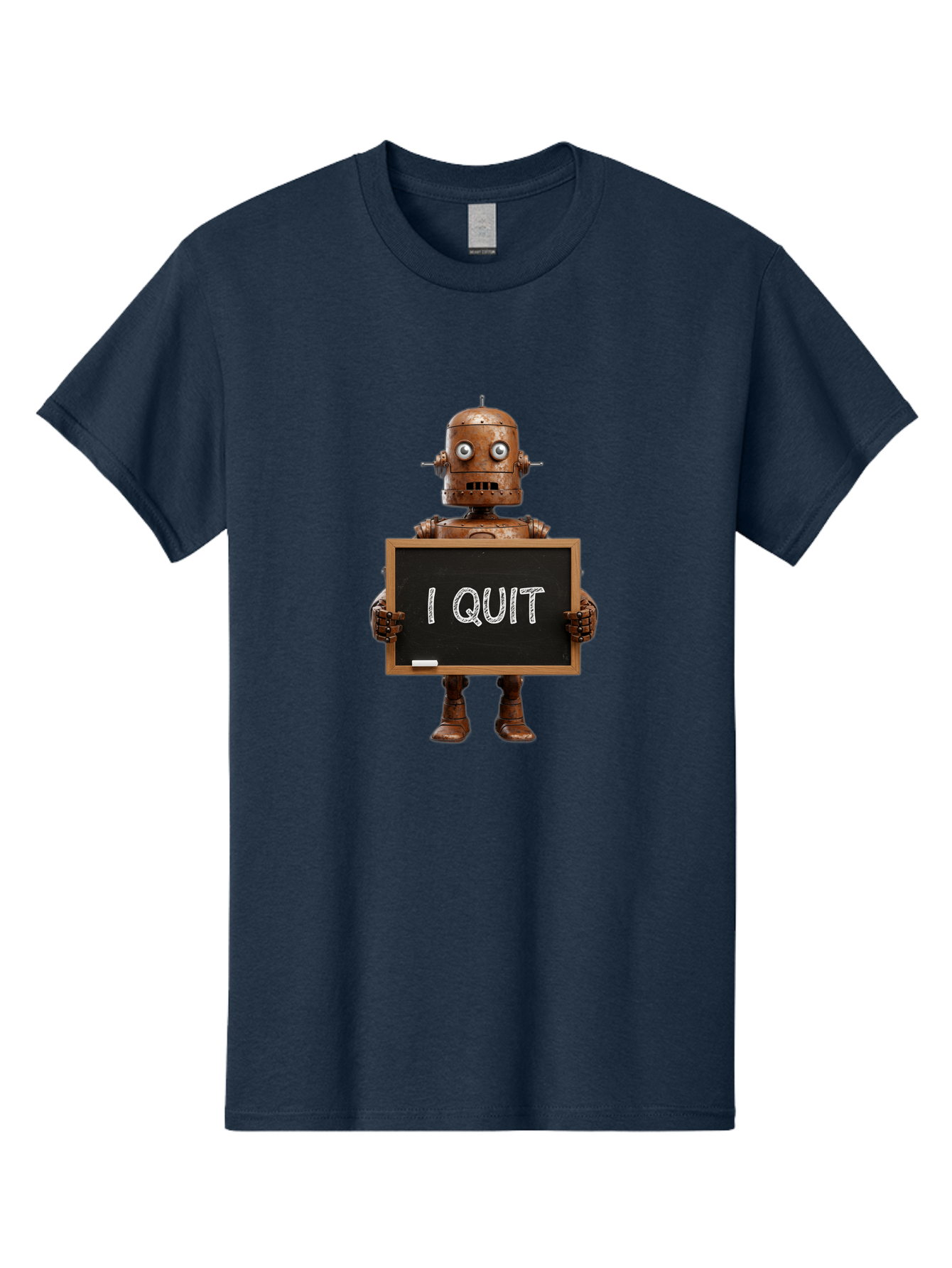I-Quit-Robot-1 Men'S Graphic Tee, 100% Cotton, Comfortable Casual Summer Wear, Machine Washable, Vintage Camera, Old Camera, Antique Camera, Black Camera, Classic Photography, Photography Equipment, Nostalgic Device, Film Camera, Camera Art Bak743