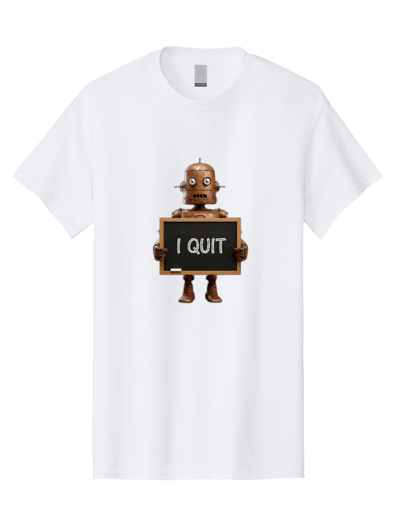 I-Quit-Robot-1 Men'S Graphic Tee, 100% Cotton, Comfortable Casual Summer Wear, Machine Washable, Vintage Camera, Old Camera, Antique Camera, Black Camera, Classic Photography, Photography Equipment, Nostalgic Device, Film Camera, Camera Art Bak743