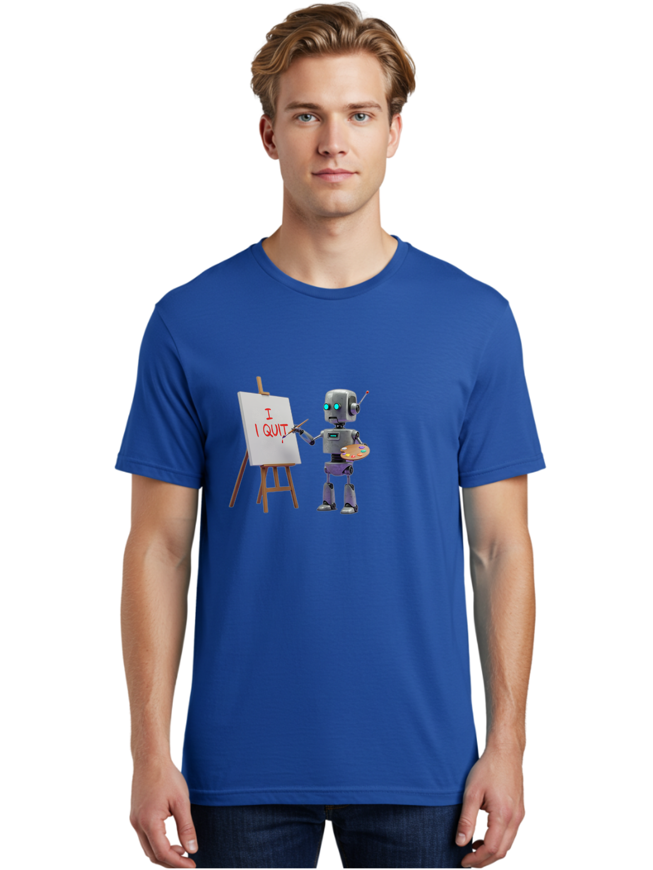 I-Quit-Robot-Painter Men'S Graphic Tee, 100% Cotton, Comfortable Casual Summer Wear, Machine Washable, Vintage Camera, Old Camera, Antique Camera, Black Camera, Classic Photography, Photography Equipment, Nostalgic Device, Film Camera, Bak748