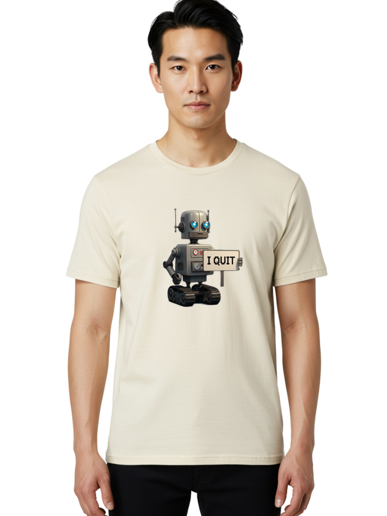 I-Quit-Robot Men'S Graphic Tee, 100% Cotton, Comfortable Casual Summer Wear, Machine Washable, Vintage Camera, Old Camera, Antique Camera, Black Camera, Classic Photography, Photography Equipment, Nostalgic Device, Film Camera, Camera Art Bak749