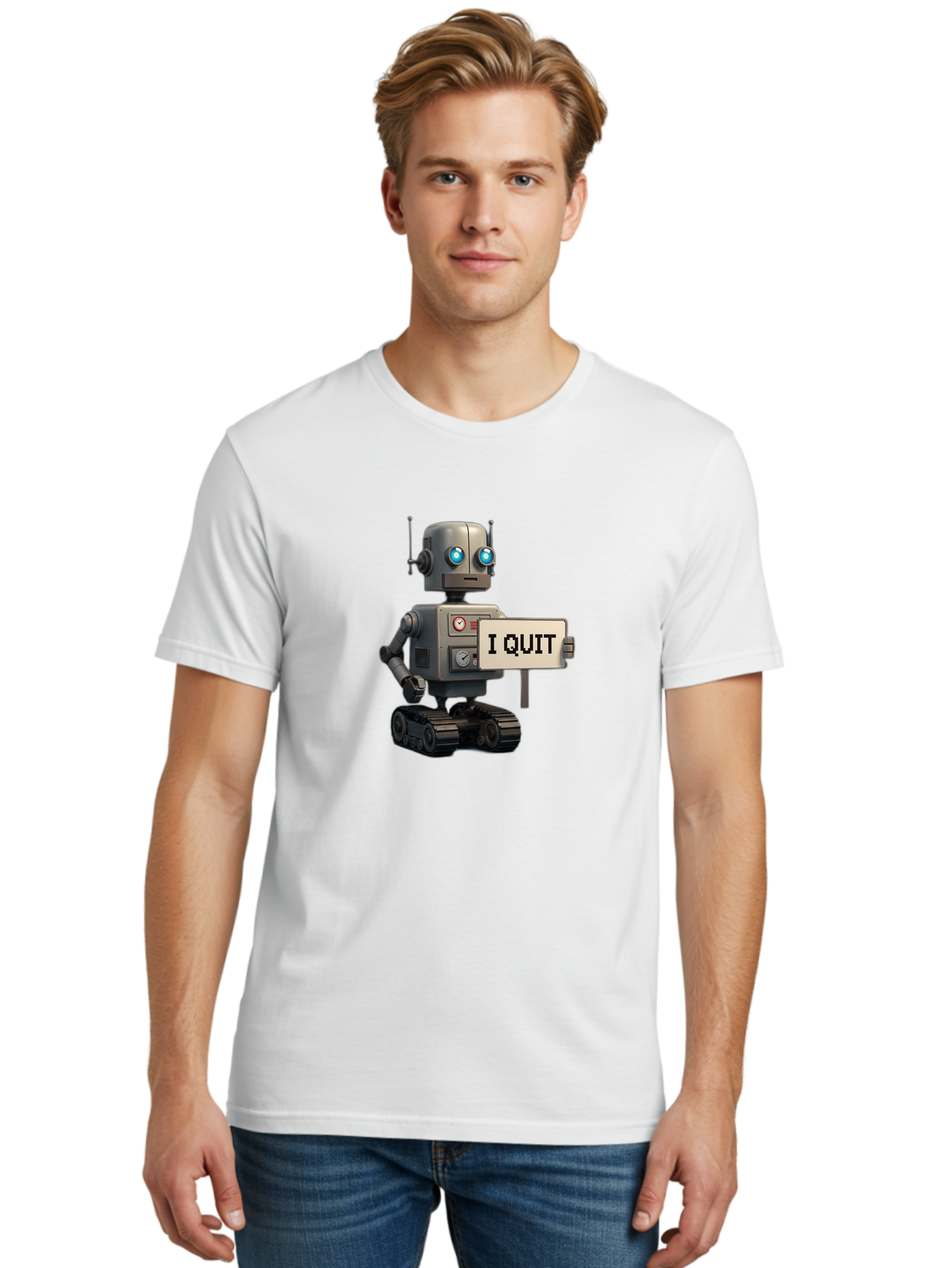 I-Quit-Robot Men'S Graphic Tee, 100% Cotton, Comfortable Casual Summer Wear, Machine Washable, Vintage Camera, Old Camera, Antique Camera, Black Camera, Classic Photography, Photography Equipment, Nostalgic Device, Film Camera, Camera Art Bak749