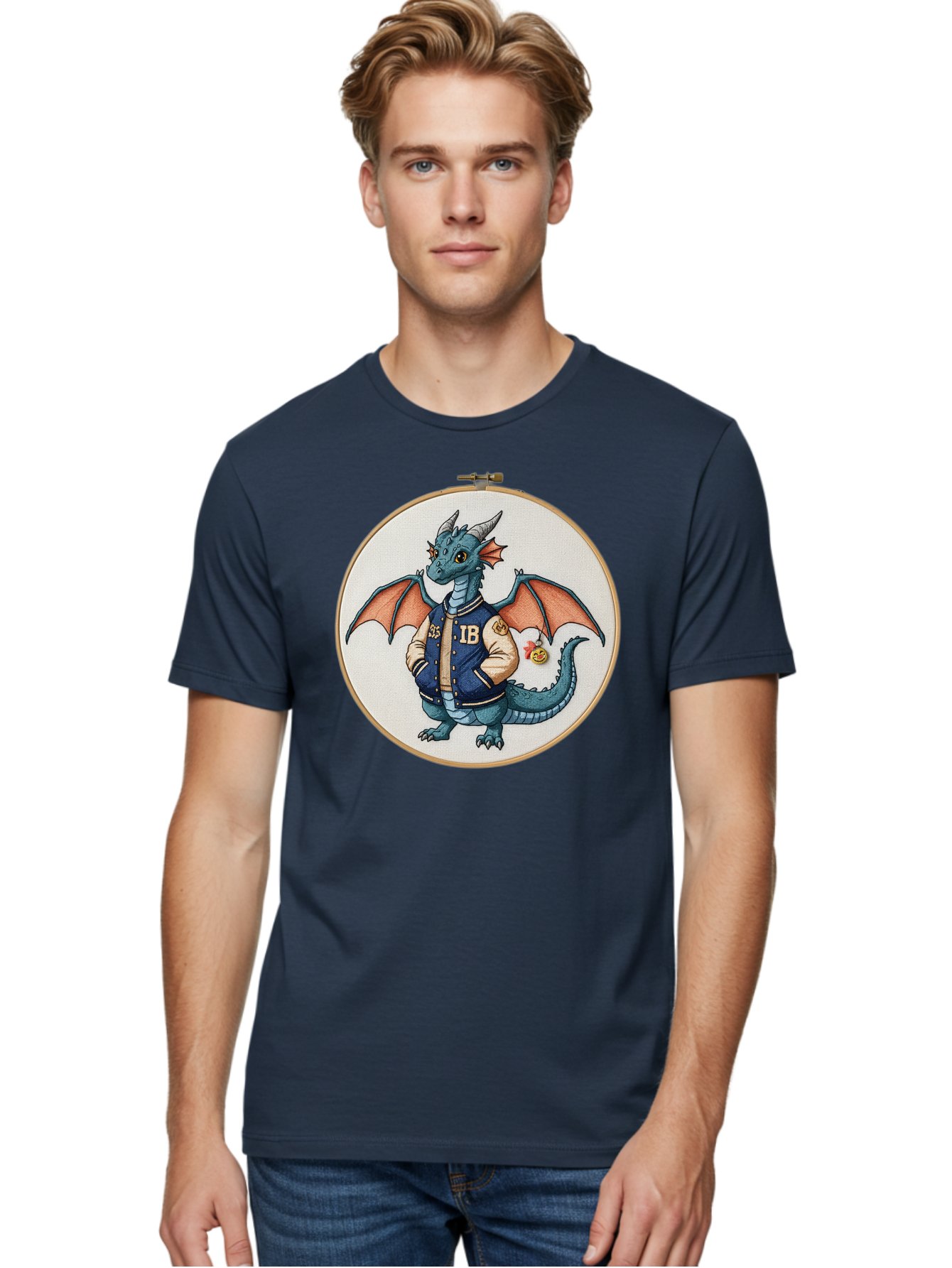 Ib-Dragon-Varsity-Jacket Men'S Graphic Tee, 100% Cotton, Comfortable Casual Summer Wear, Machine Washable, Vintage Camera, Old Camera, Antique Camera, Black Camera, Classic Photography, Photography Equipment, Nostalgic Device, Film Camera, Bak752