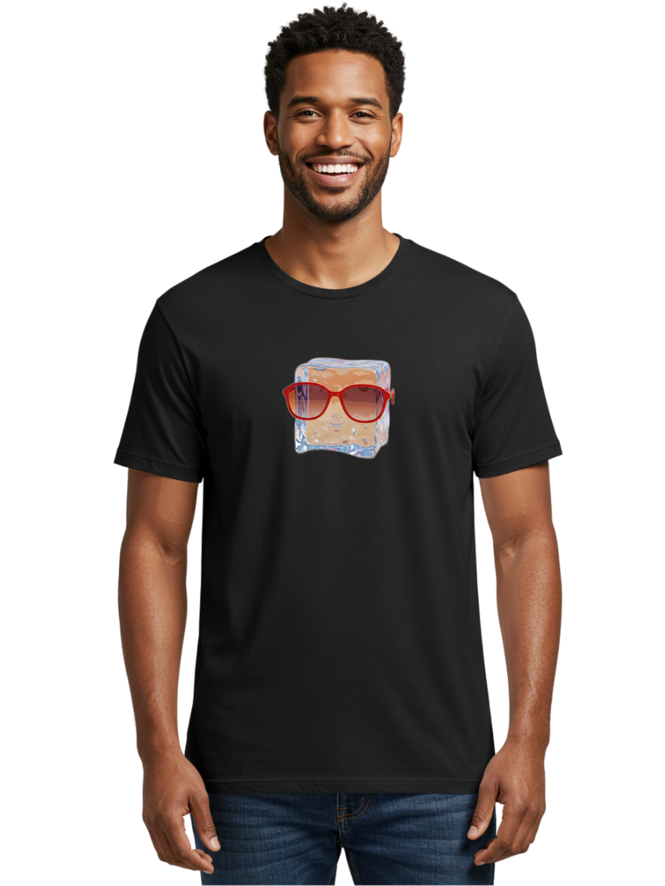 Ice-Cube-With-Red-Sunglasses Men'S Graphic Tee, 100% Cotton, Comfortable Casual Summer Wear, Machine Washable, Vintage Camera, Old Camera, Antique Camera, Black Camera, Classic Photography, Photography Equipment, Nostalgic Device, Film Camera, Bak761