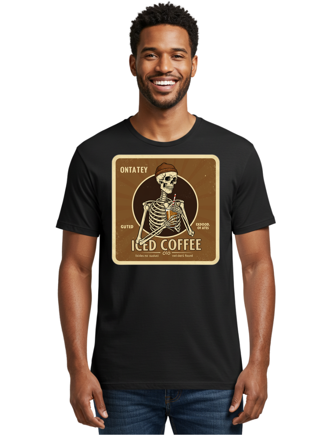 Iced-Coffee Men'S Graphic Tee, 100% Cotton, Comfortable Casual Summer Wear, Machine Washable, Vintage Camera, Old Camera, Antique Camera, Black Camera, Classic Photography, Photography Equipment, Nostalgic Device, Film Camera, Camera Art Bak770