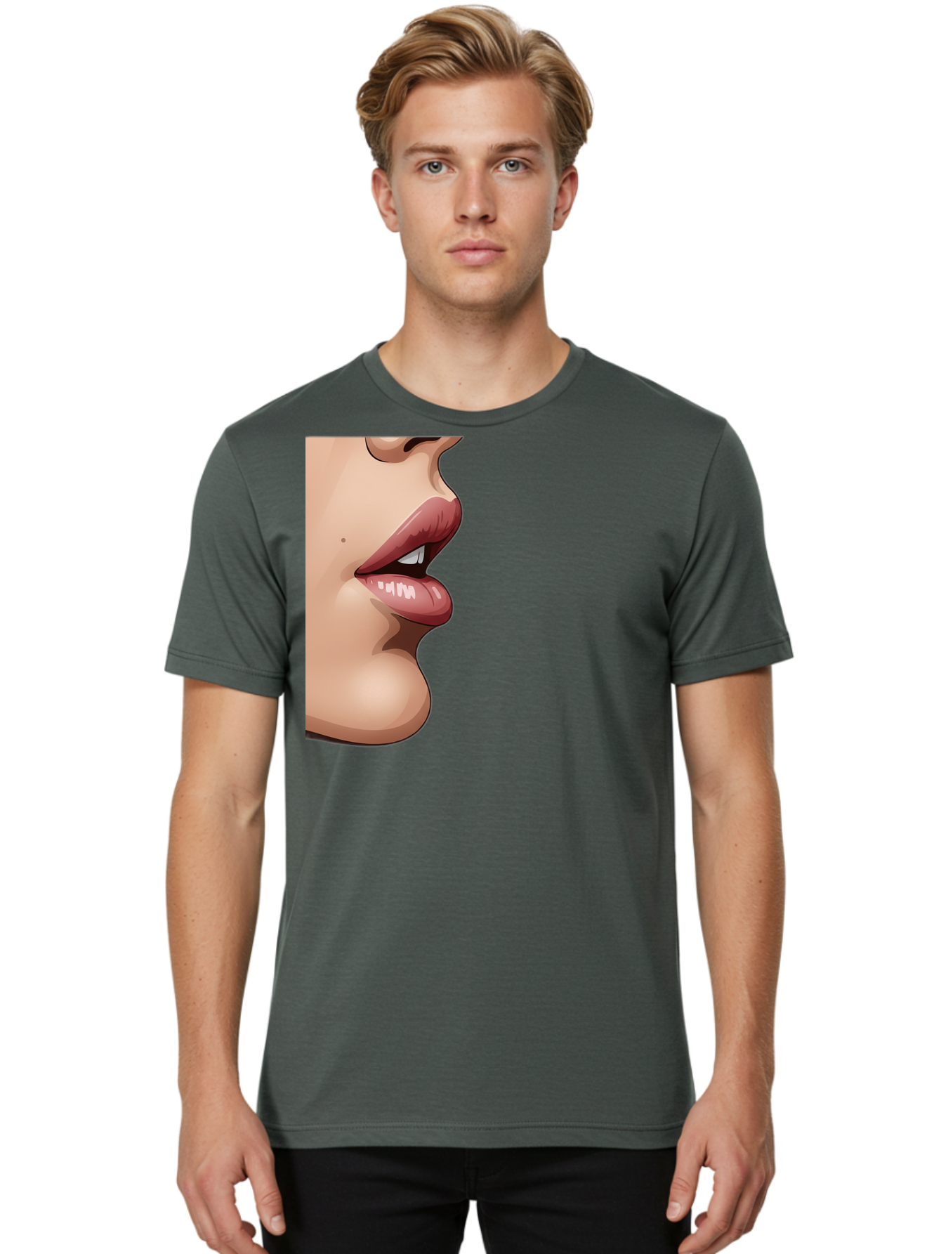 Kissing-Lips Men'S Graphic Tee, 100% Cotton, Comfortable Casual Summer Wear, Machine Washable, Vintage Camera, Old Camera, Antique Camera, Black Camera, Classic Photography, Photography Equipment, Nostalgic Device, Film Camera, Camera Art Bak777