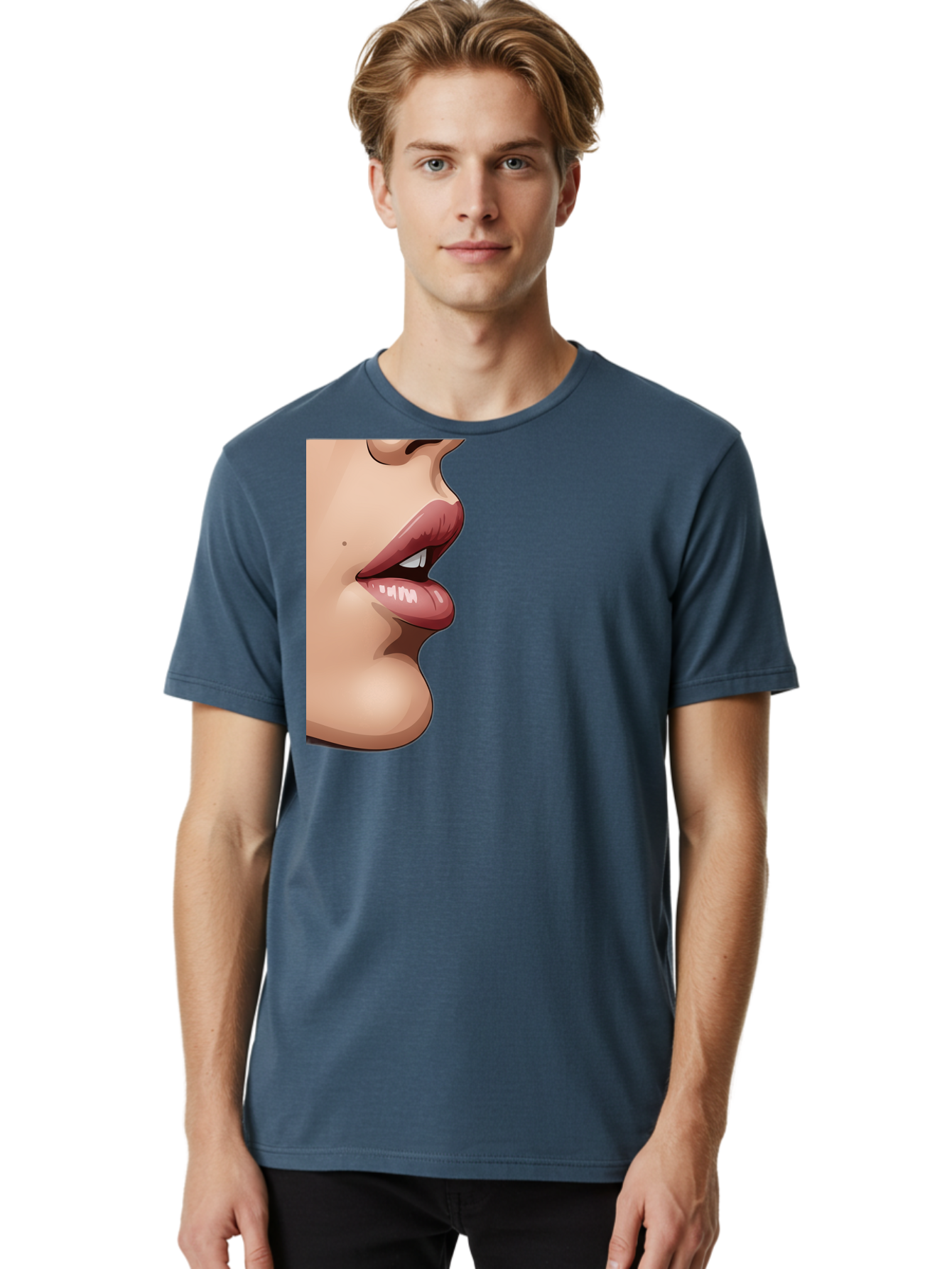 Kissing-Lips Men'S Graphic Tee, 100% Cotton, Comfortable Casual Summer Wear, Machine Washable, Vintage Camera, Old Camera, Antique Camera, Black Camera, Classic Photography, Photography Equipment, Nostalgic Device, Film Camera, Camera Art Bak777