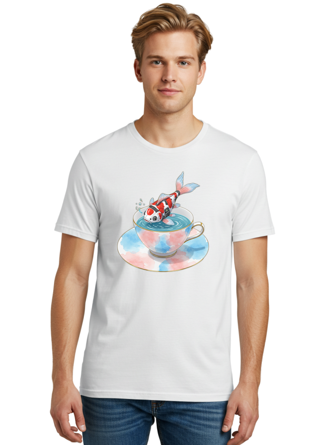 Koi-Fish-In-Teacup Men'S Graphic Tee, 100% Cotton, Comfortable Casual Summer Wear, Machine Washable, Vintage Camera, Old Camera, Antique Camera, Black Camera, Classic Photography, Photography Equipment, Nostalgic Device, Film Camera, Bak795