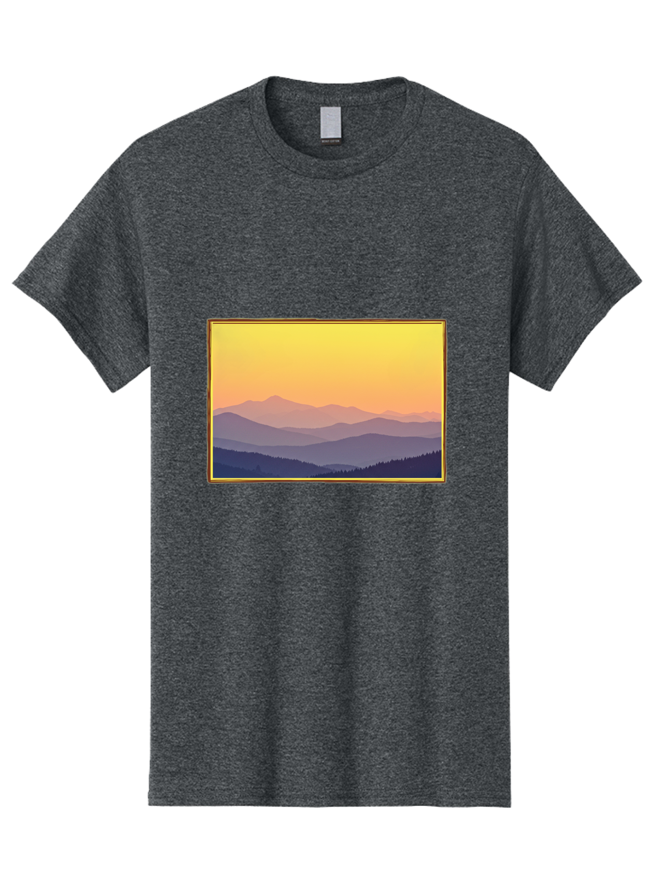 Layered-Mountains-At-Sunset Men'S Graphic Tee, 100% Cotton, Comfortable Casual Summer Wear, Machine Washable, Vintage Camera, Old Camera, Antique Camera, Black Camera, Classic Photography, Photography Equipment, Nostalgic Device, Film Camera, Bak802